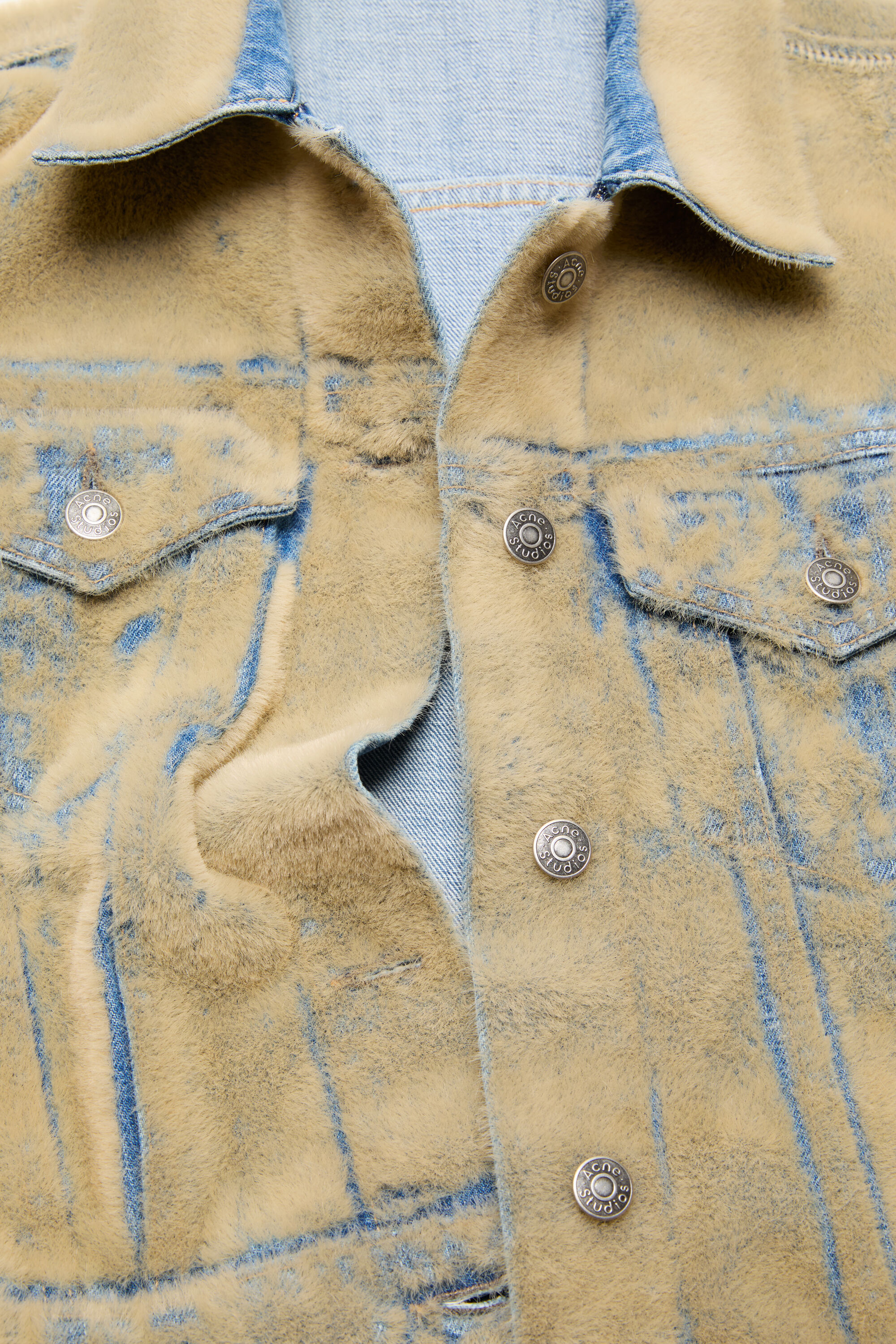 Acne Studios - フロック加工デニムジャケット - ブルー/ベージュ