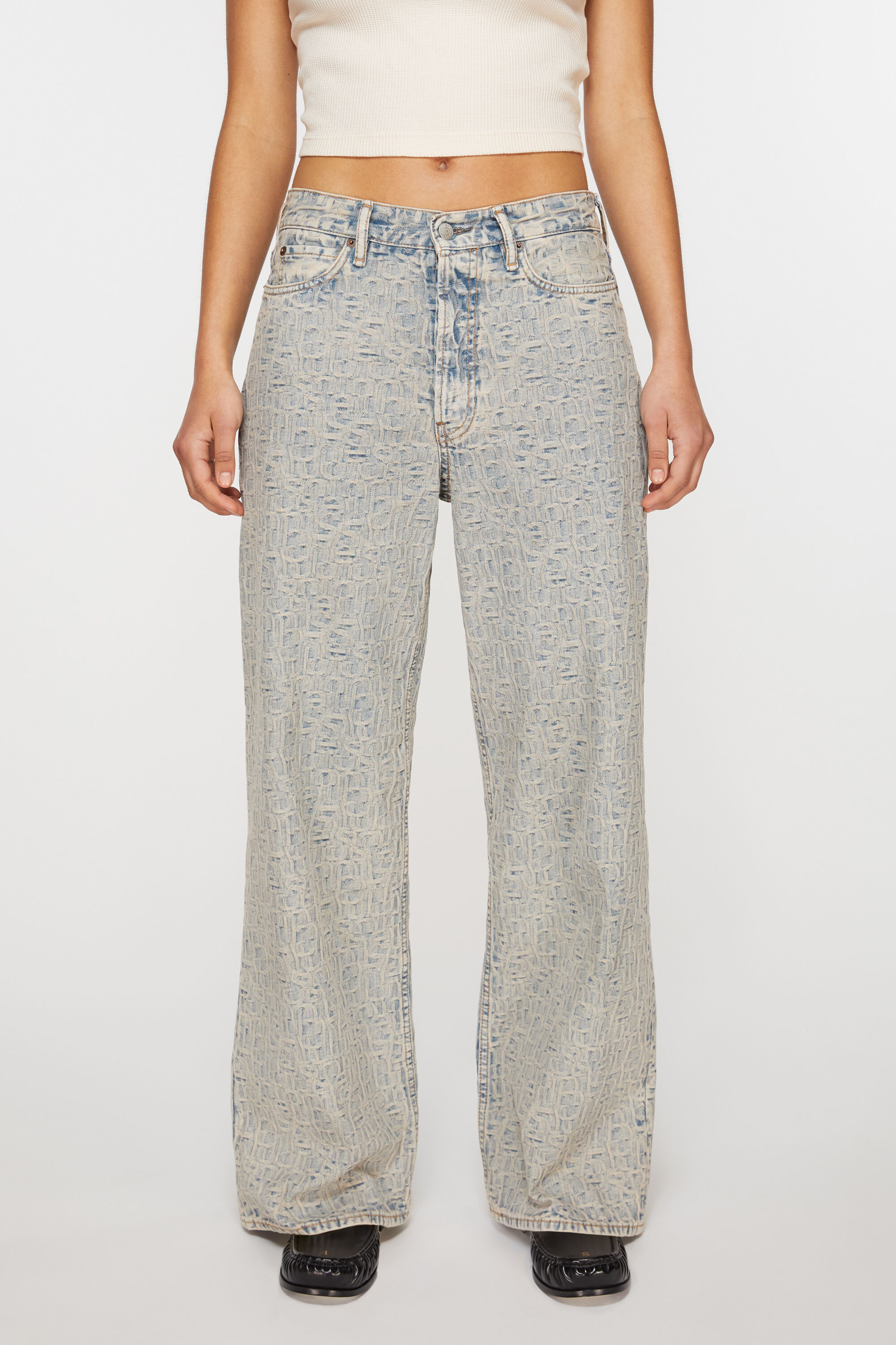 Jean Acne Studios Taille 36 Femme - Coupe Droite, Bleu, Coton - Occasion Très Bon état
