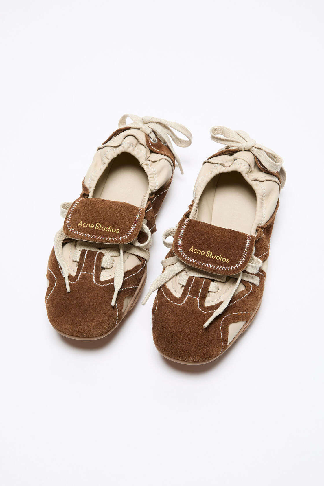 Suede lace-up shoes, Off white/brown, 2000x