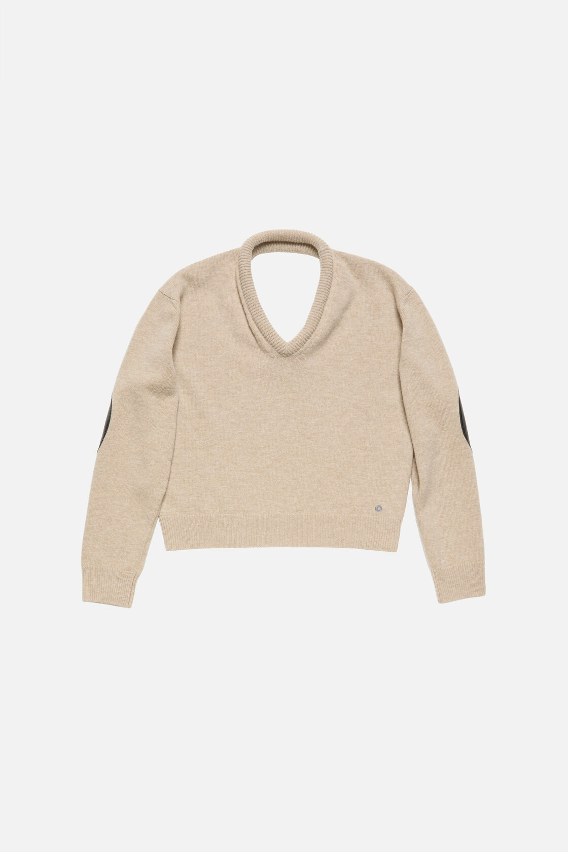 Wool jumper with cut-out, Beige, 2000x