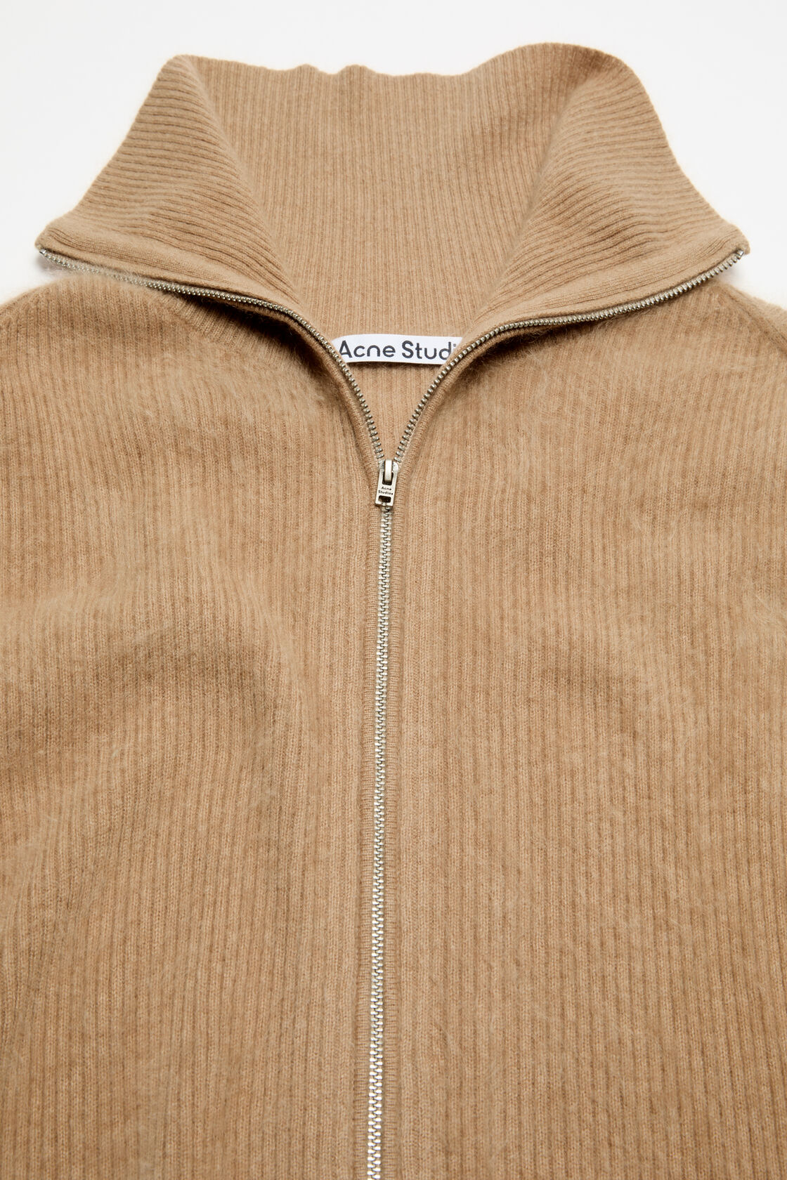 Cashmere zip-up cardigan, Light brown, 2000x