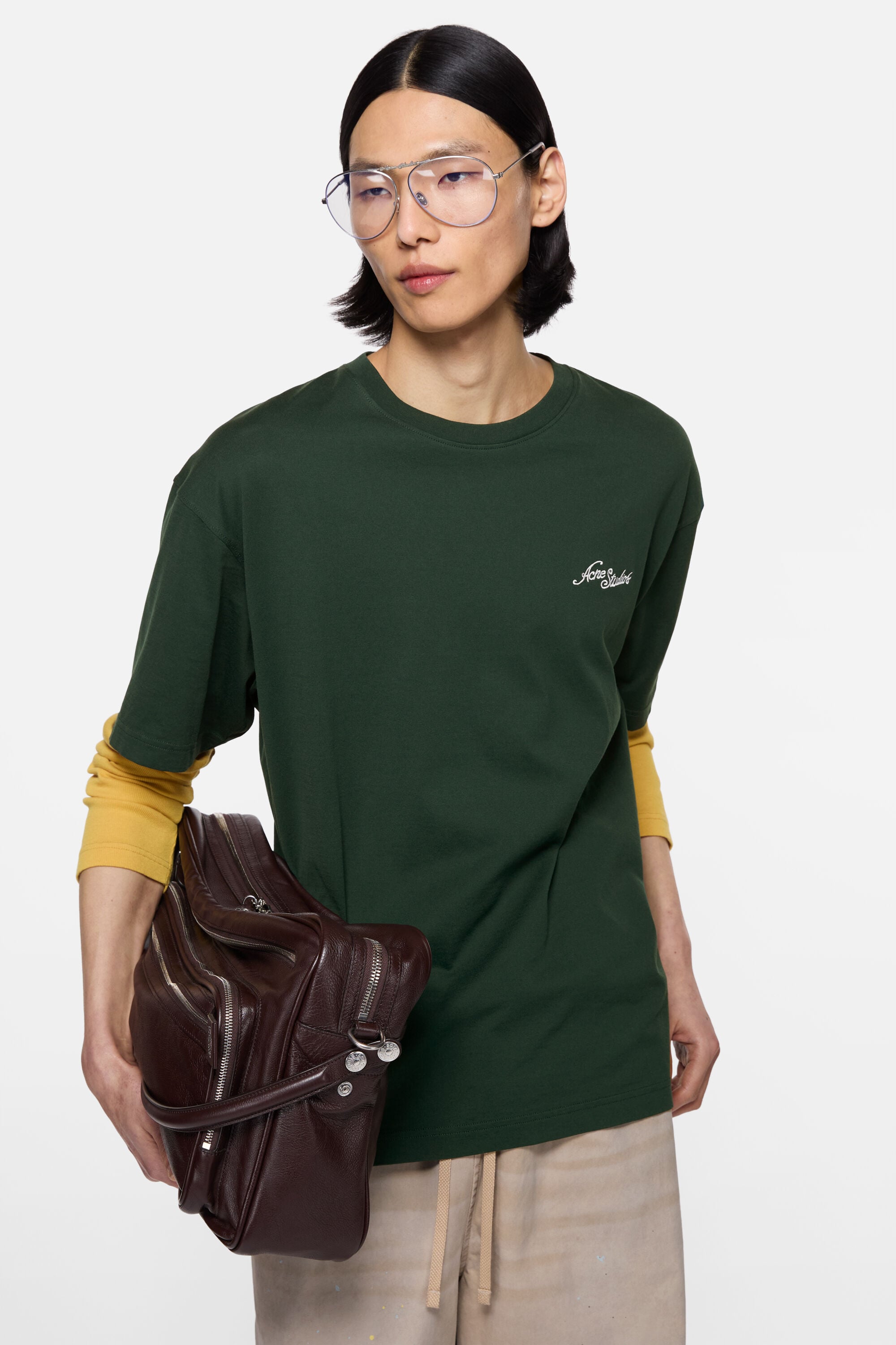 Acne Studios - ロゴ入りジャージーTシャツ - ダークグリーン
