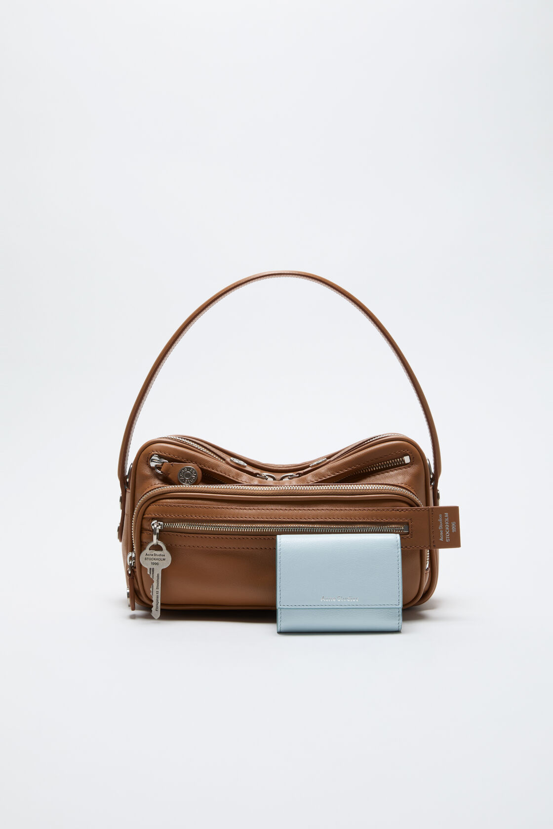 Leather trifold wallet, Dusty blue, 2000x