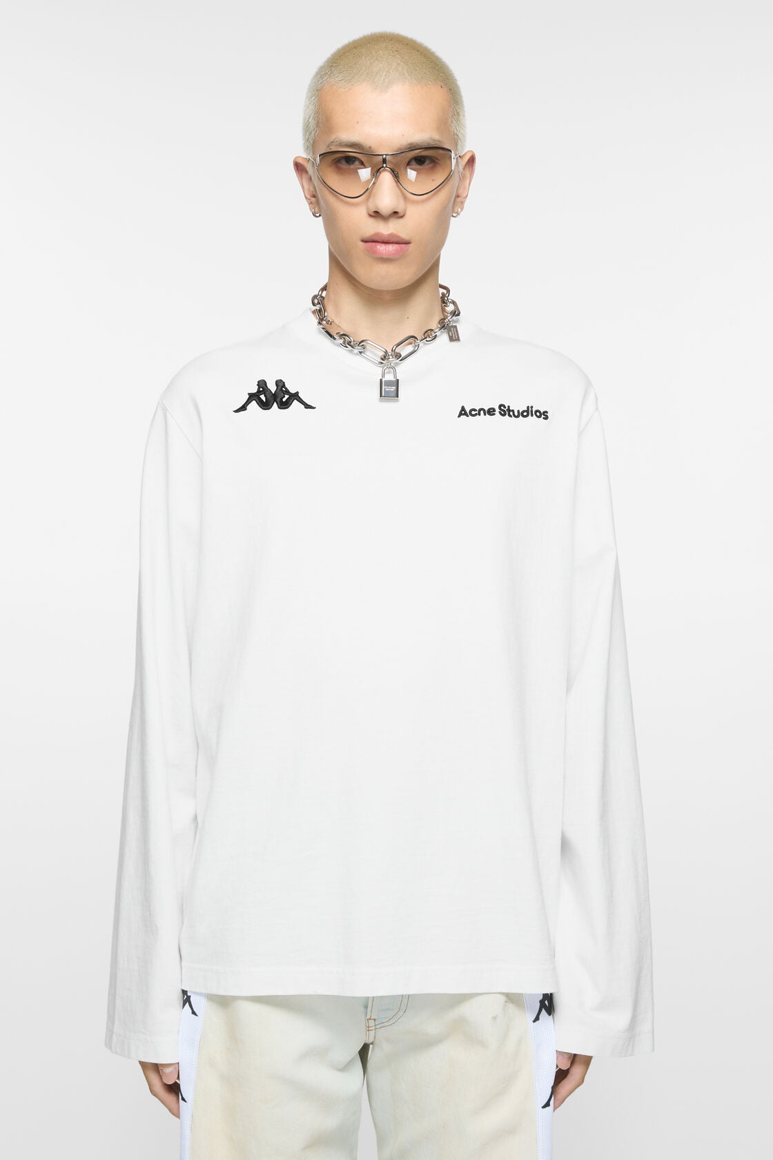 Long sleeve logo t-shirt - Acne Studios x Kappa, White, 2000x