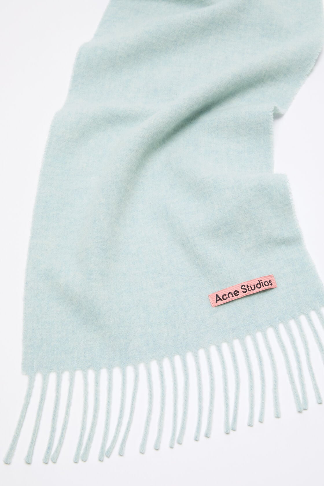 Fringe wool scarf - skinny, Ice Blue Melange, 2000x