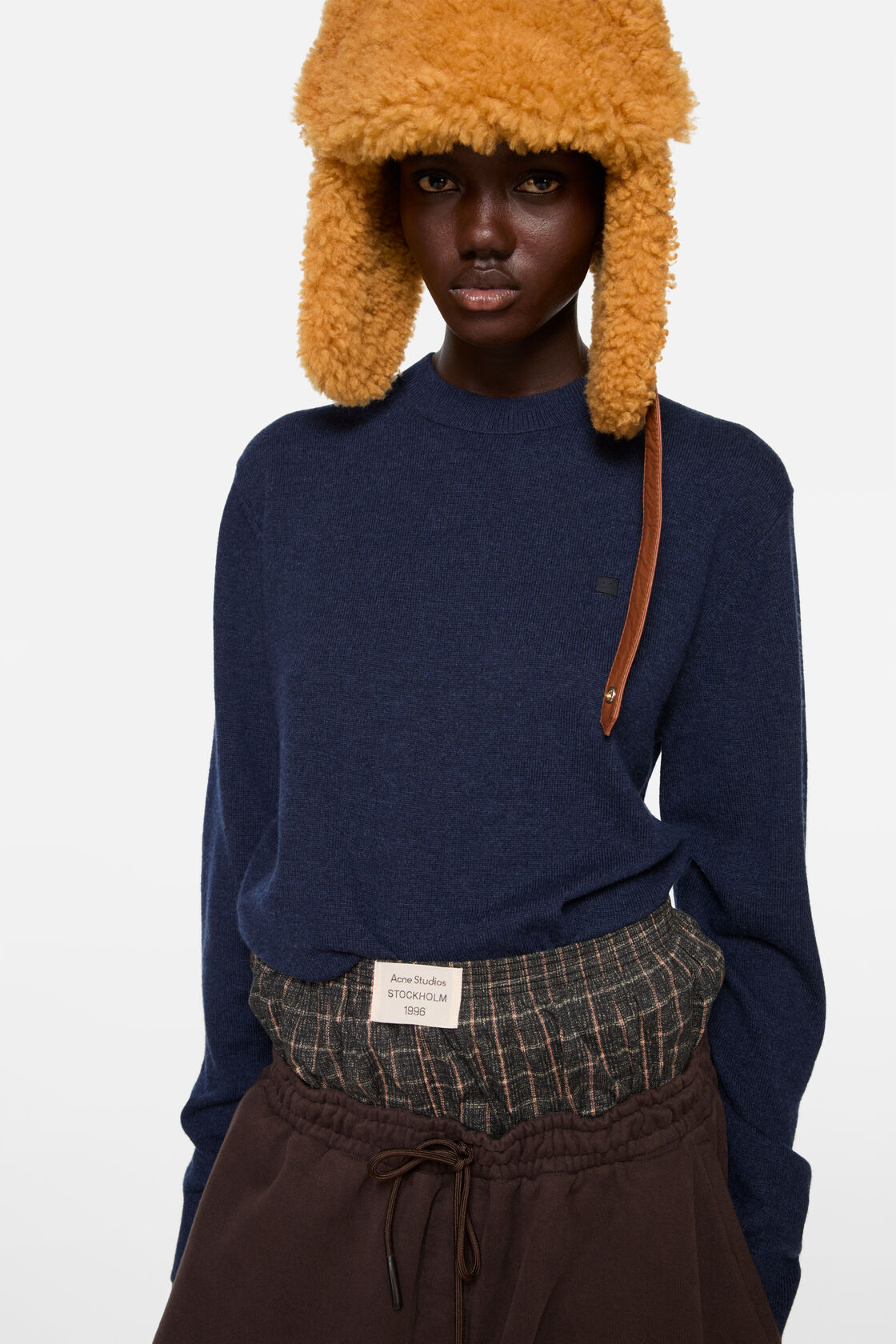 Crewneck jumper - Yak wool, Navy melange, 2000x