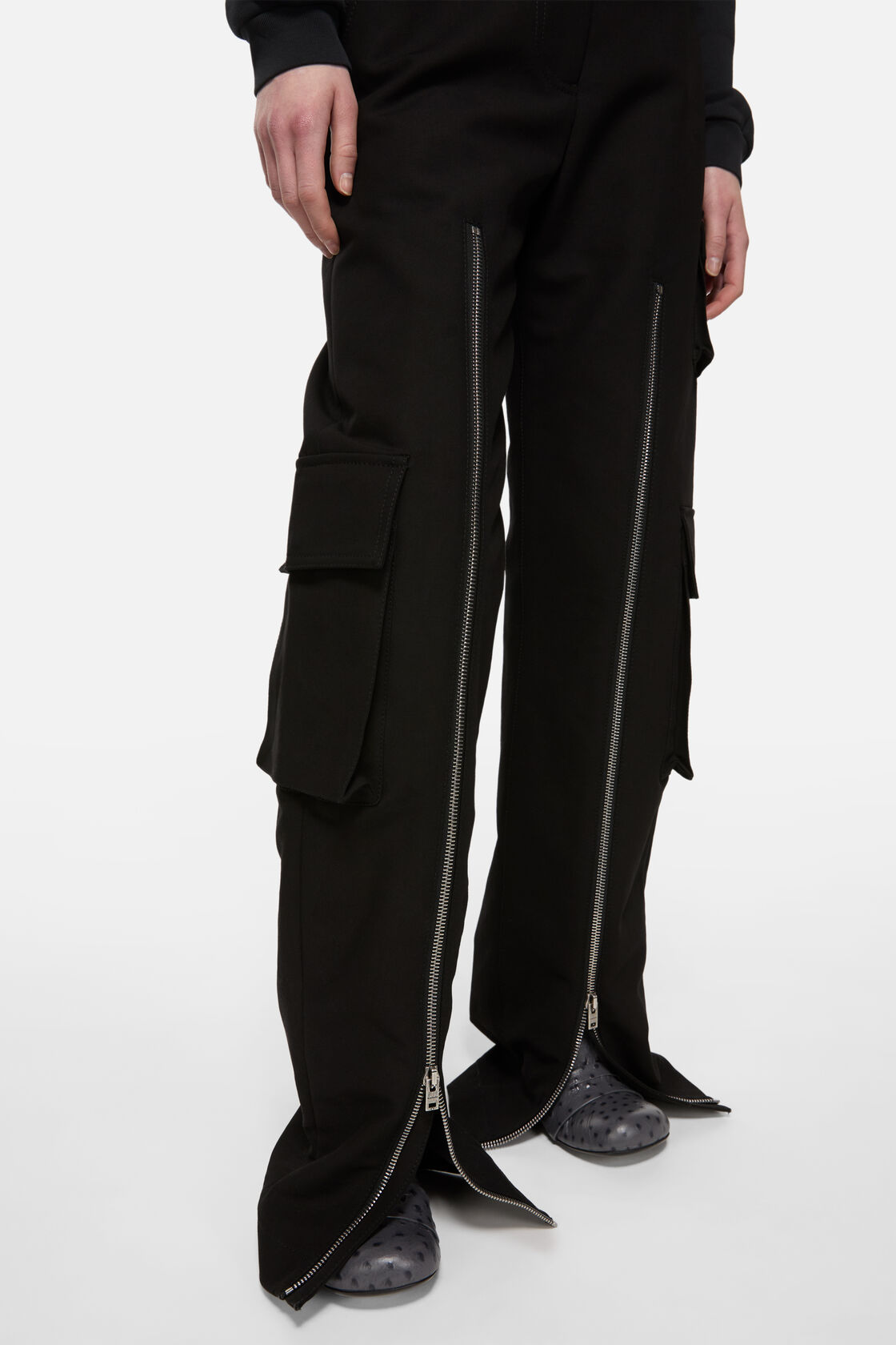 Layered satin trousers, Black, 2000x