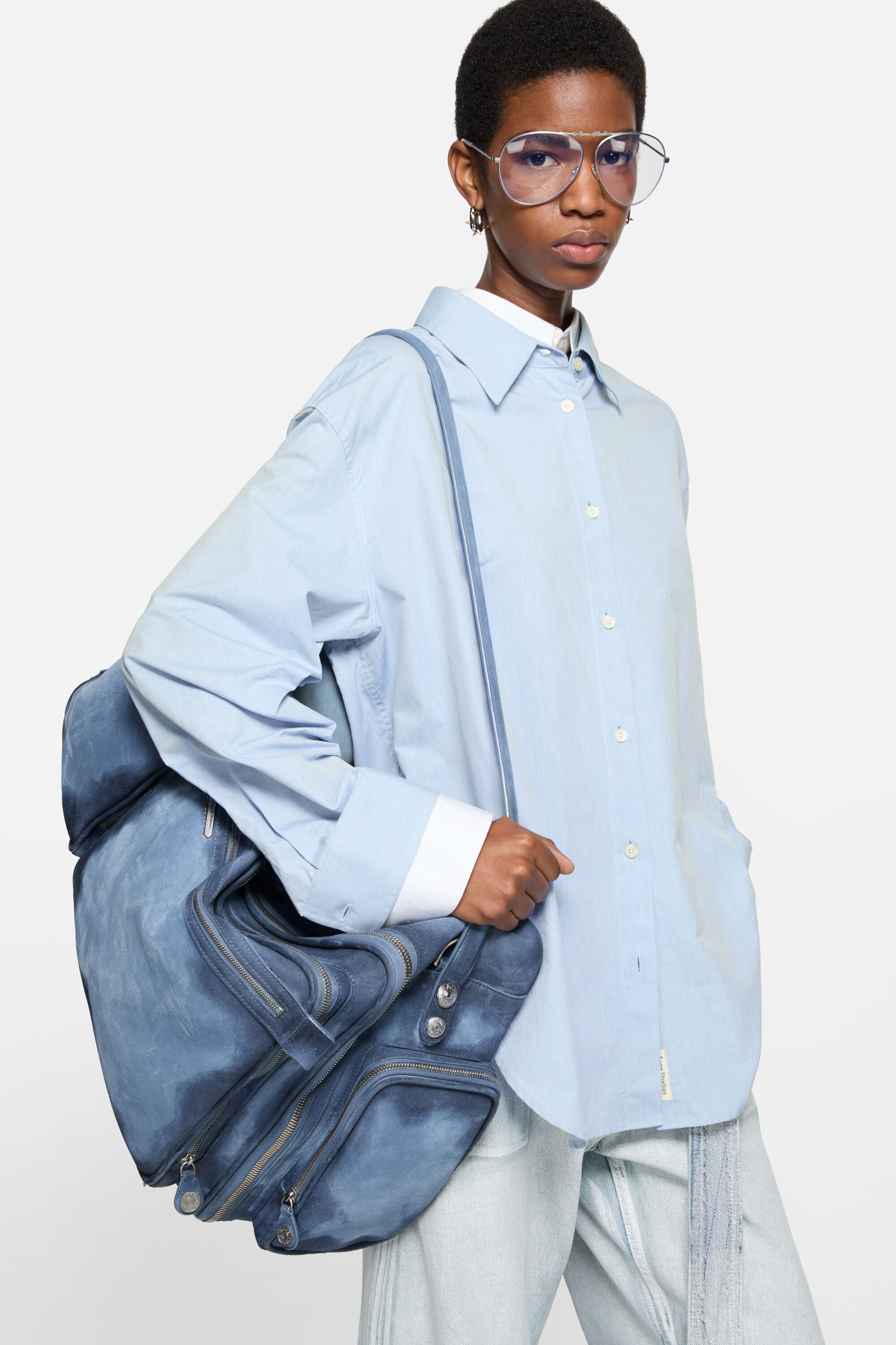 Acne Studios - Layered button-up - Light blue/white