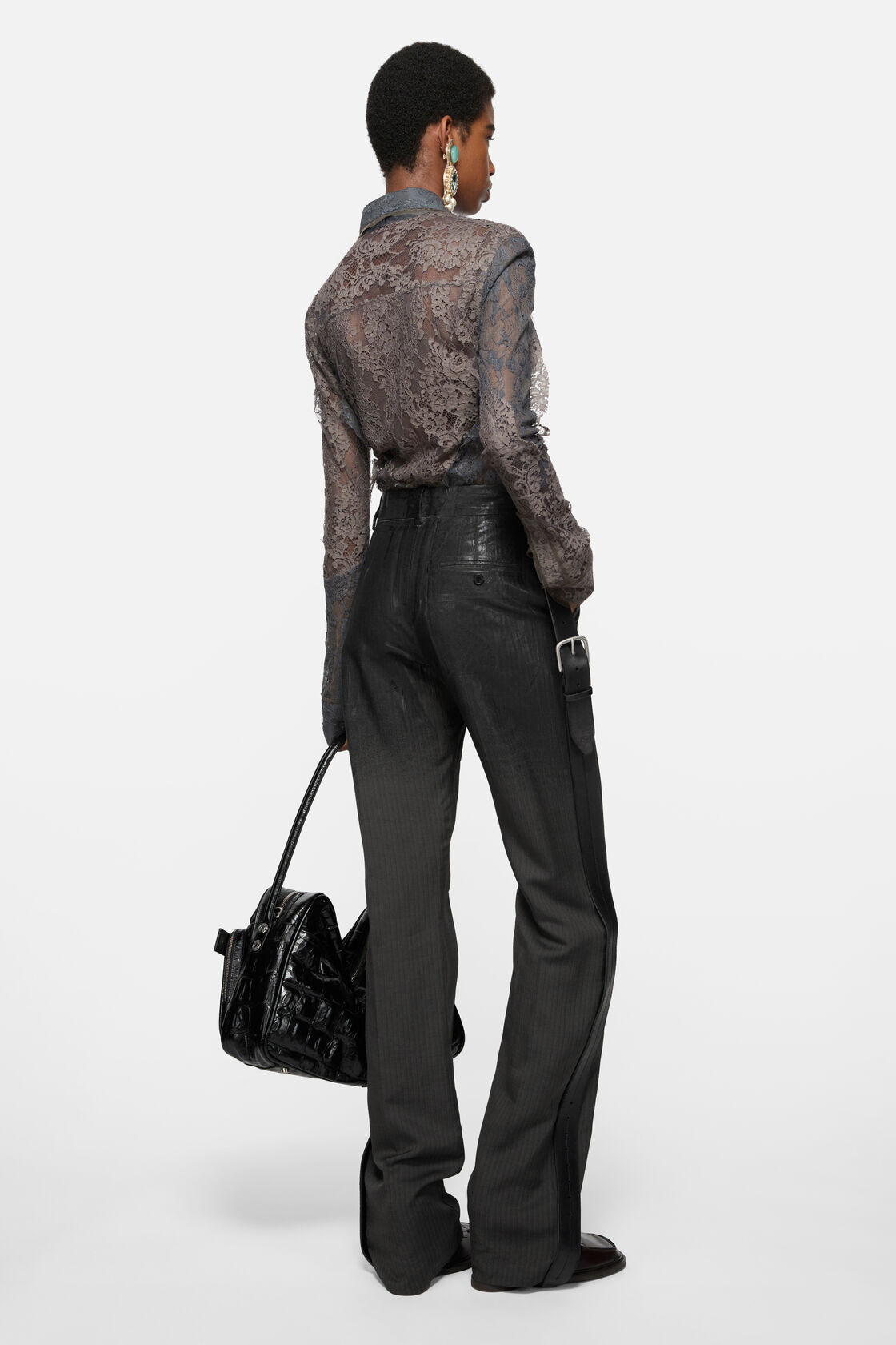 精裁漸層效果長褲, 混灰色, 2000x