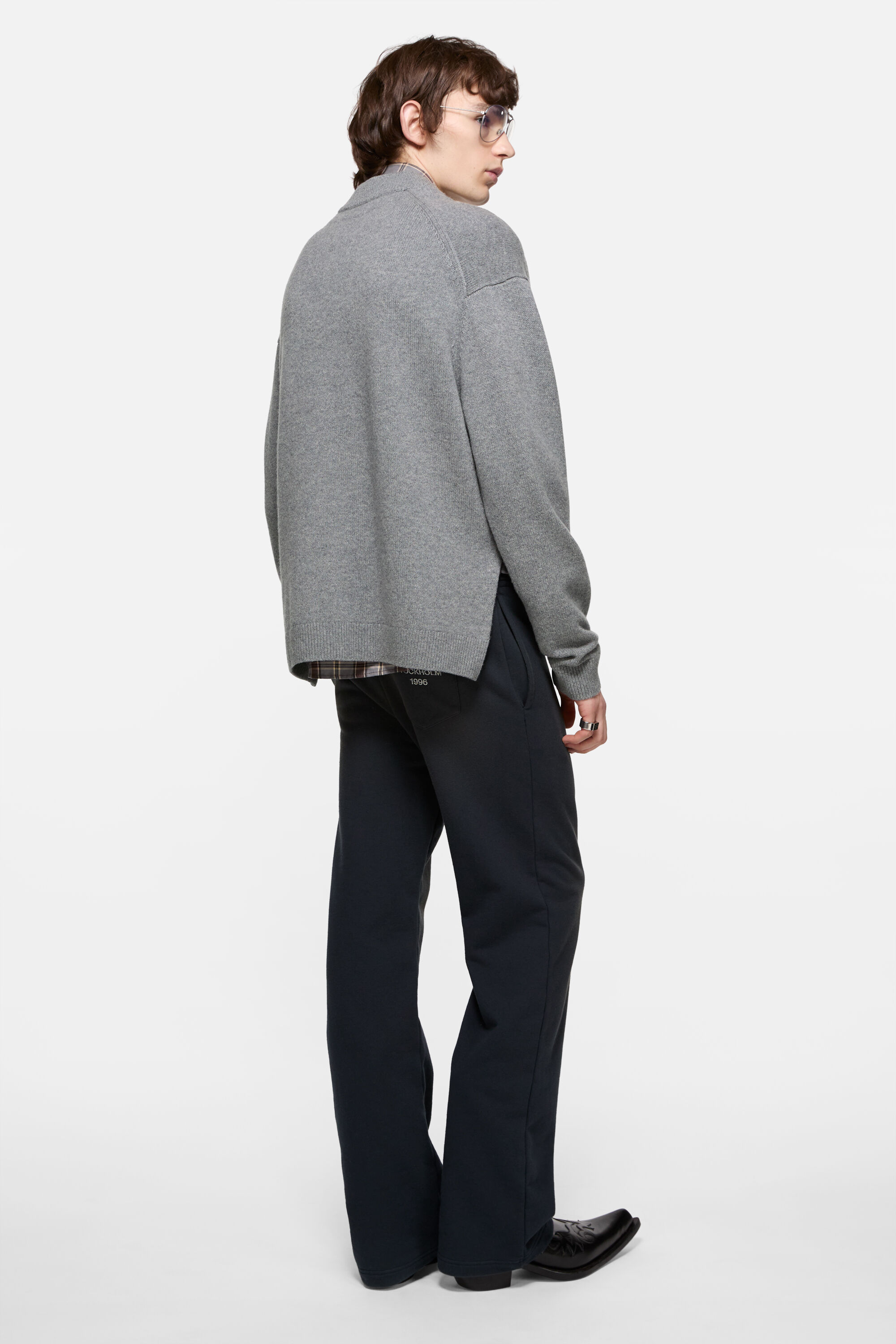Acne Studios - Wool V-Neck Cardigan - Dark Grey Melange