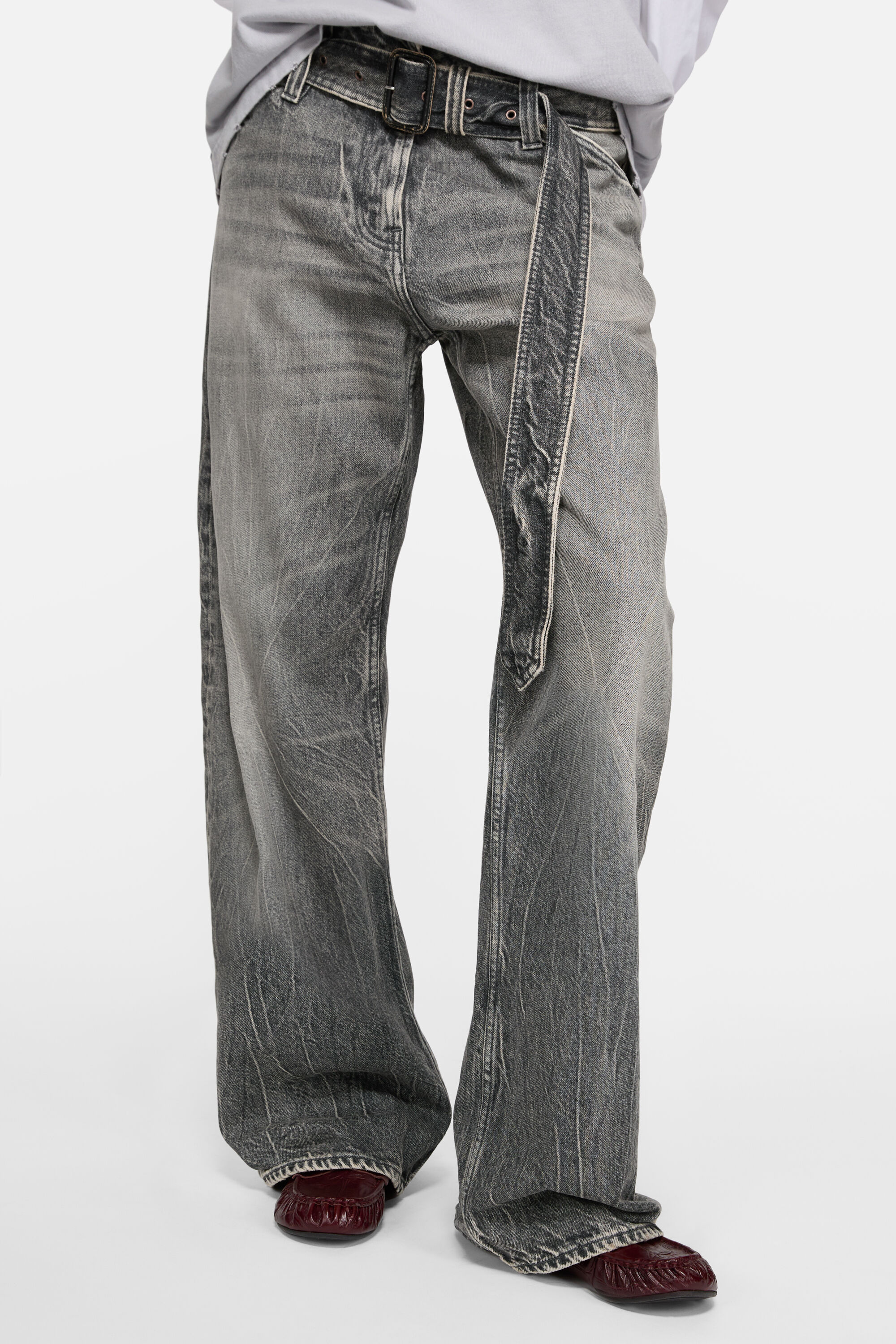 Acne Studios - Belted jeans - Relaxed fit - Washed Black