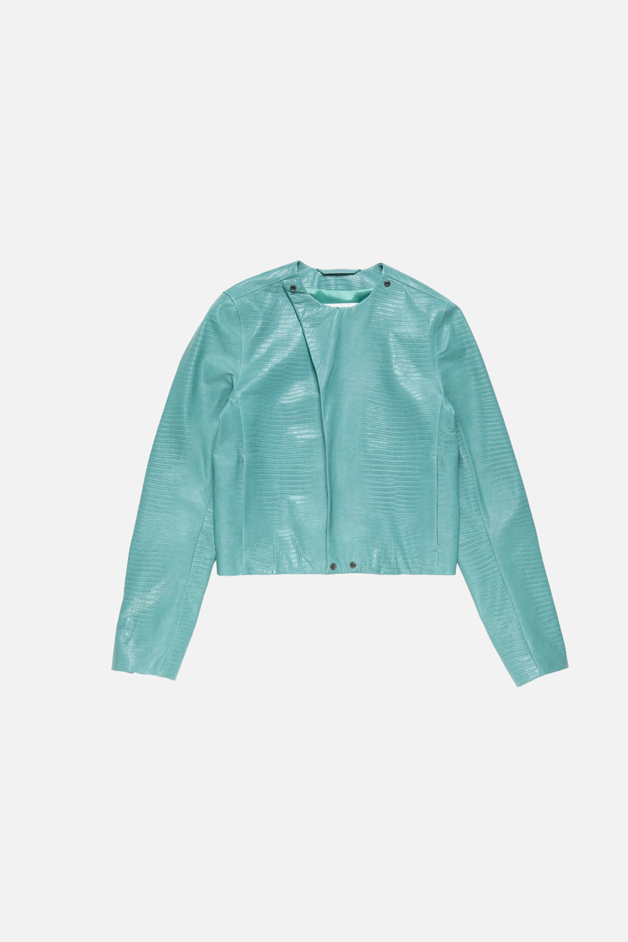 Acne Studios - Lizard leather biker jacket - Azure Blue