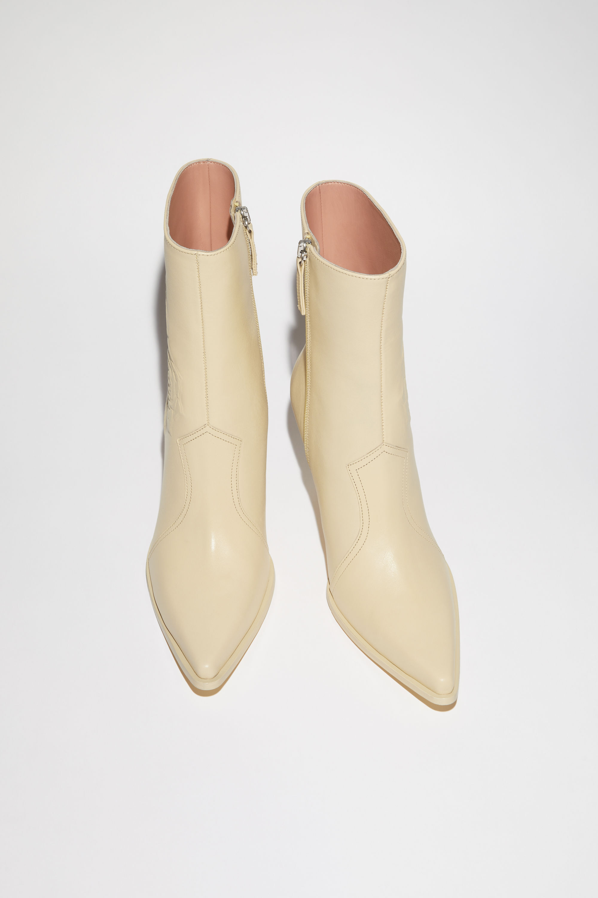 Ankle boots with spool heel in dark beige - Brentiny Paris