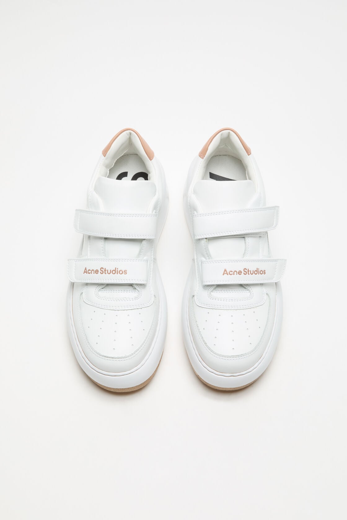 Leather Velcro Sneakers, Sand beige/optic white, 2000x