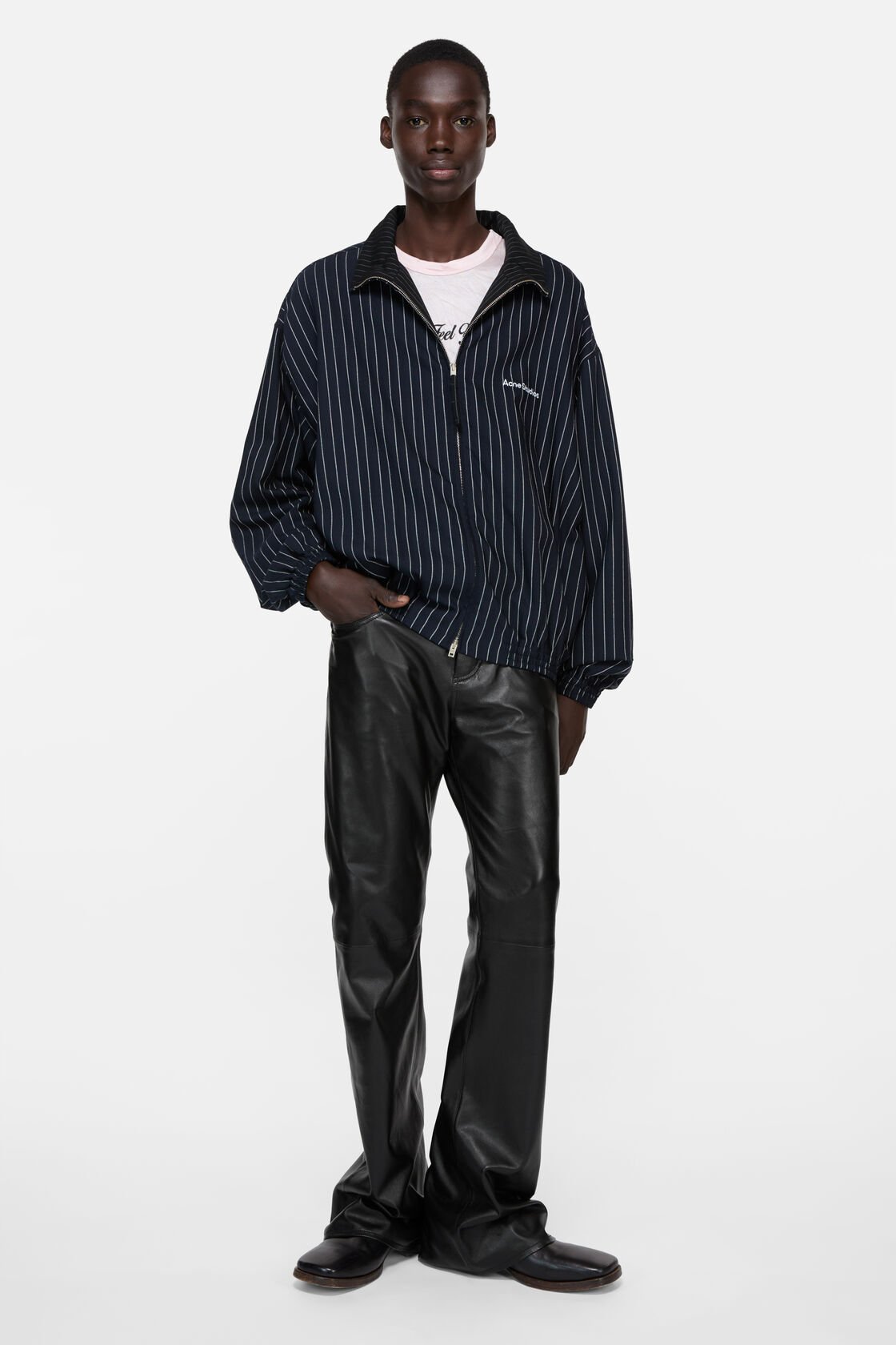 Striped zip jacket, Navy/white, 2000x