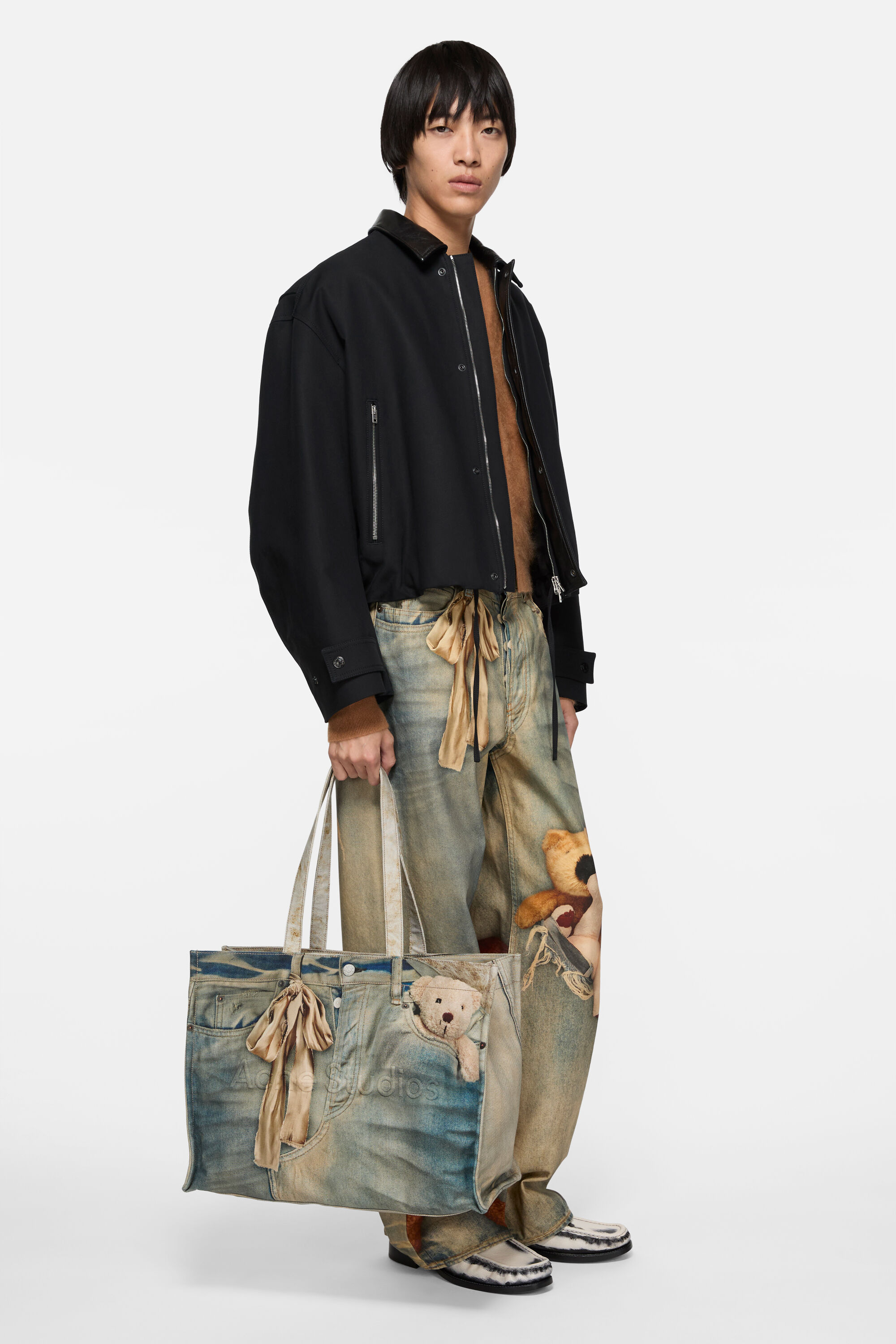 Acne Studios - テディショッパートートバッグ - ミッドブルー Acne Studios - テディショッパートートバッグ - ミッドブルー
