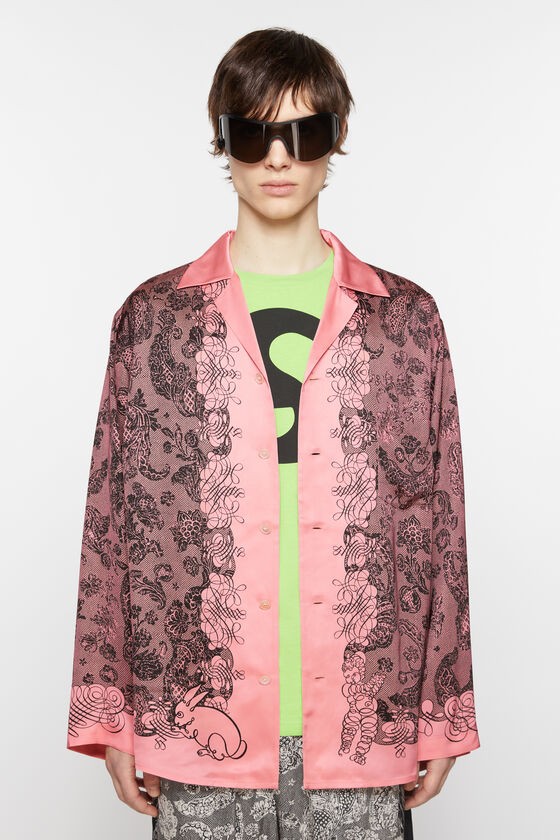 Acne Studios - Print button-up shirt - Pink/black