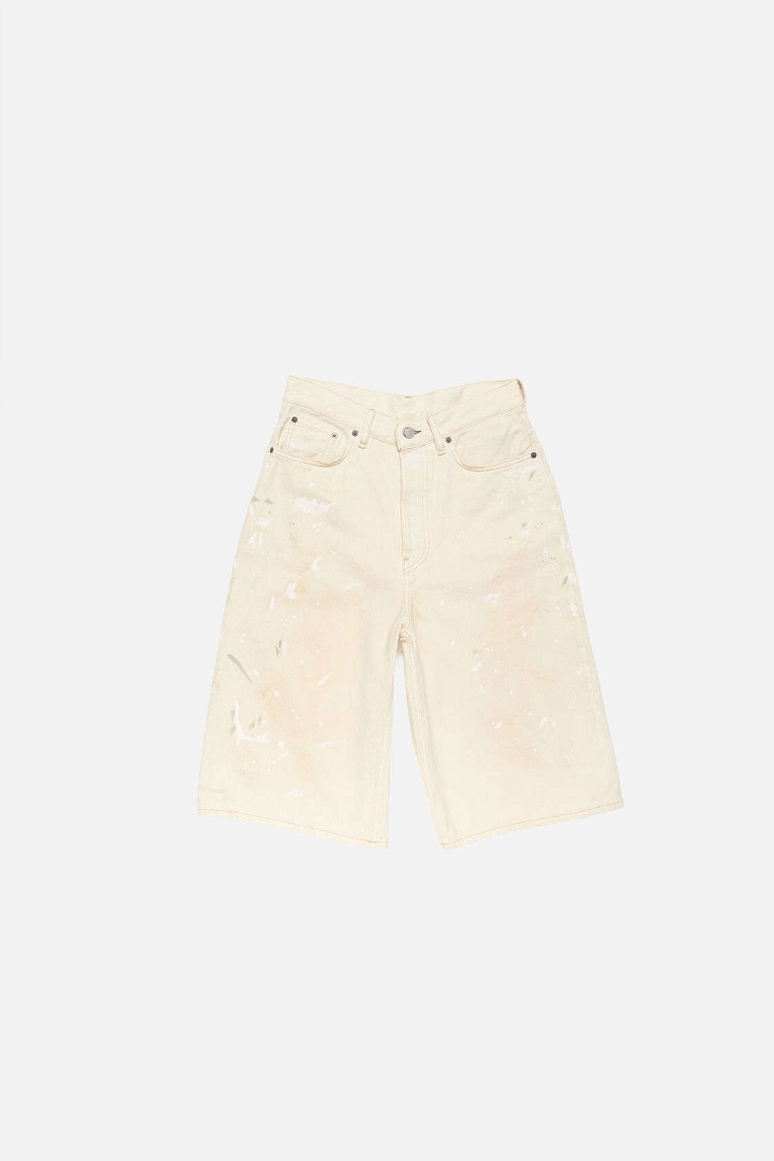 Distressed denim shorts, White, 2000x