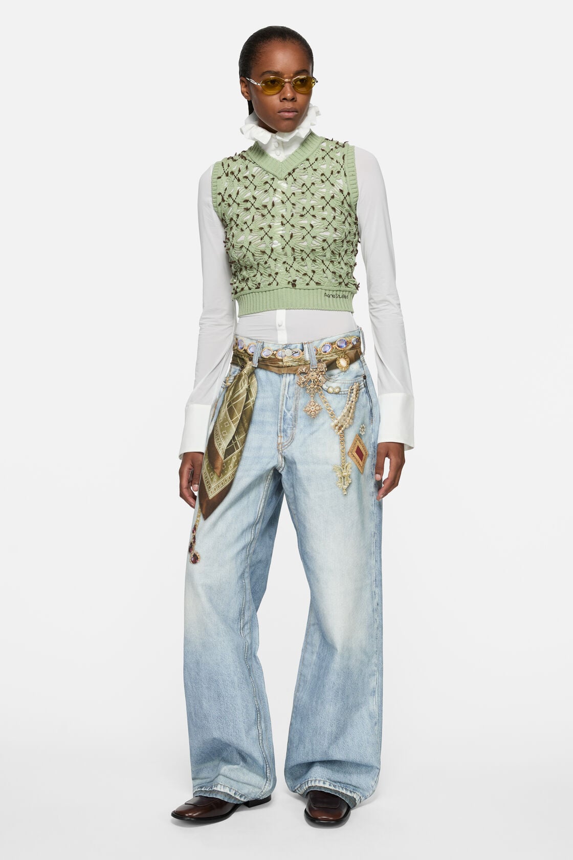 Printed cotton canvas jeans, Light blue, 2000x