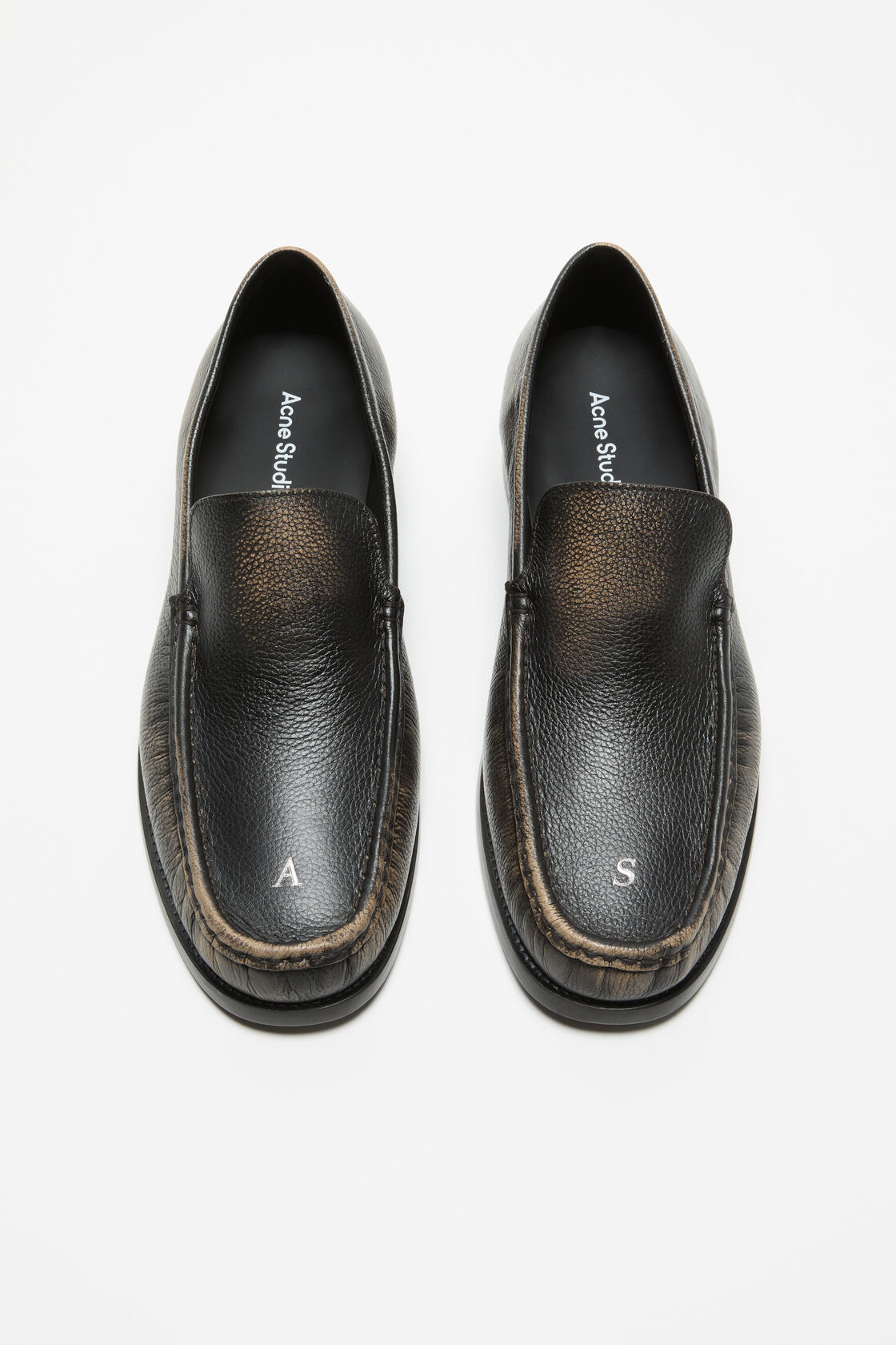 Leather loafers, Beige/black, 2000x