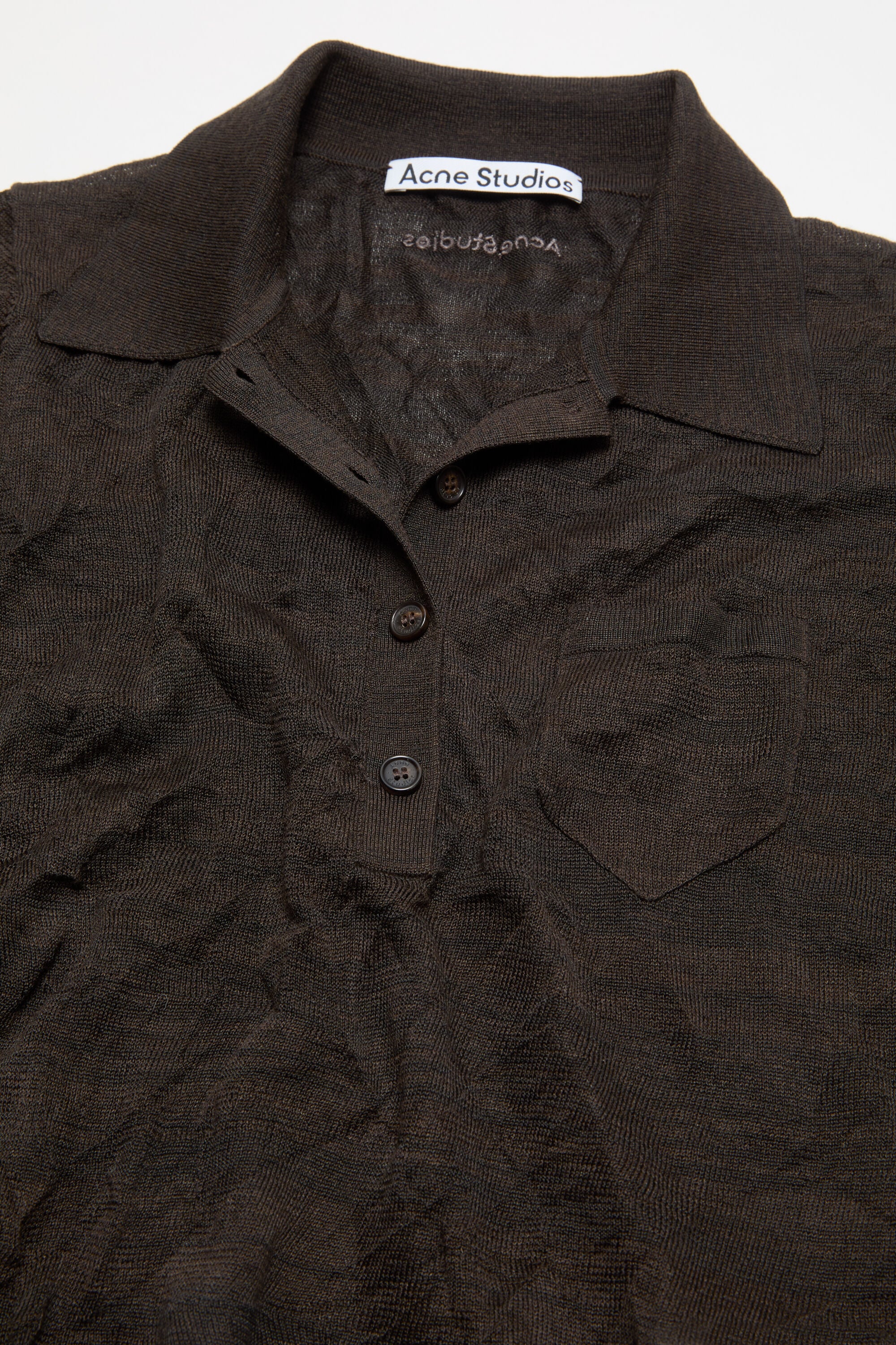 Acne Studios - Silk polo knit - Dark brown melange