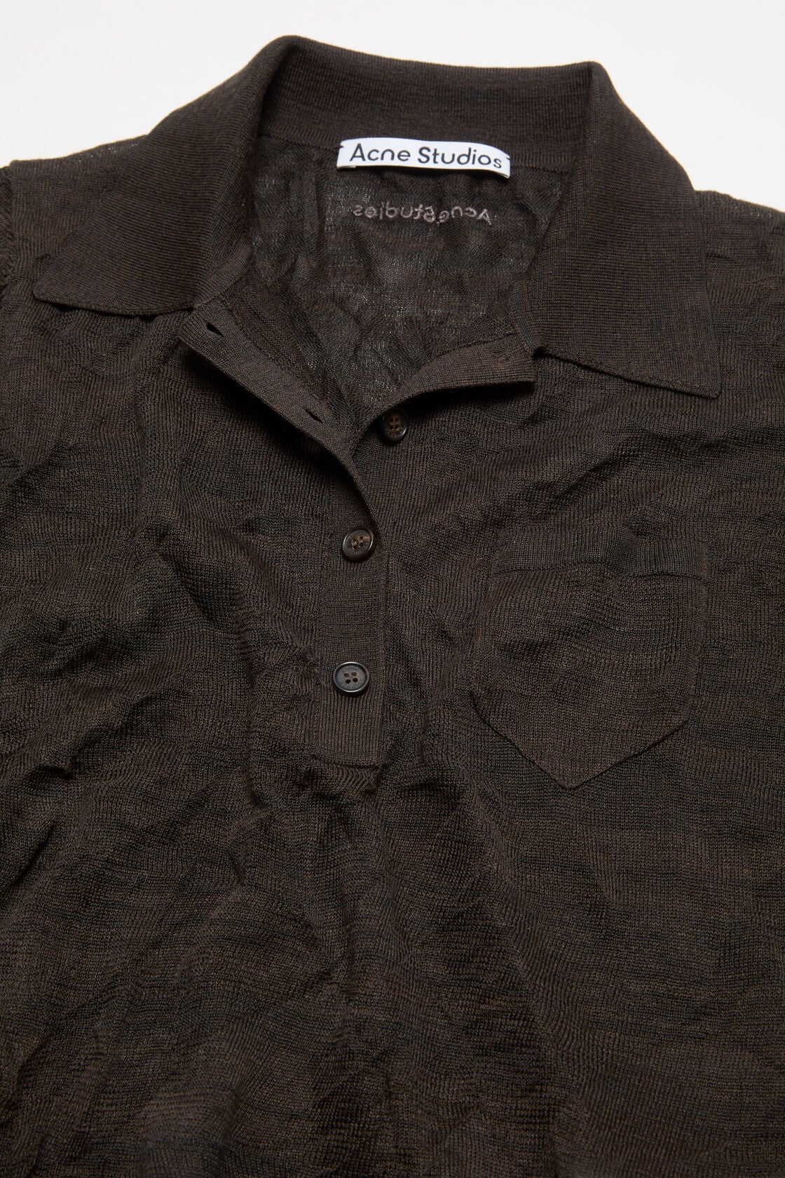 Silk polo knit, Dark brown melange, 2000x