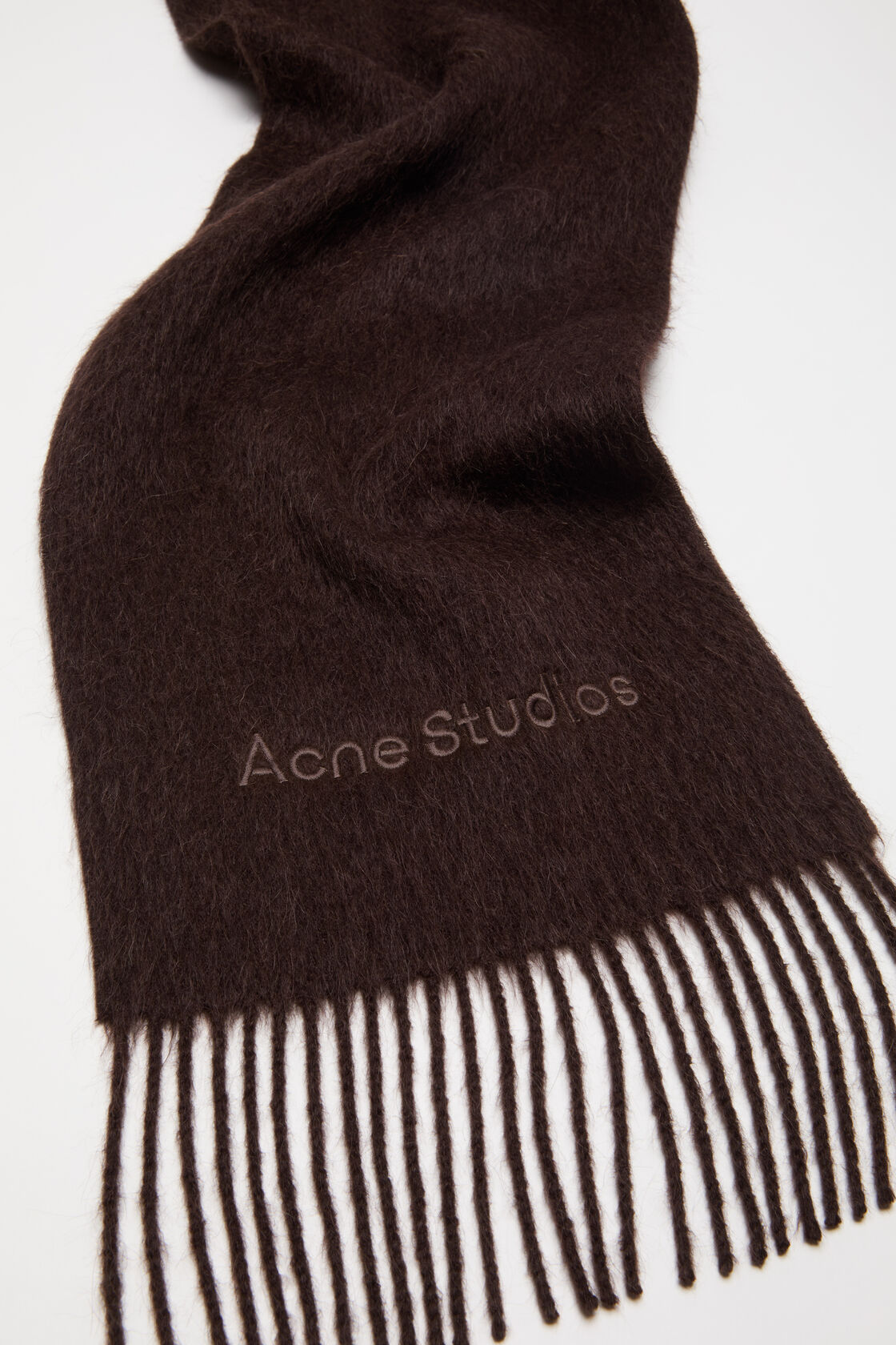 Alpaca wool logo scarf, Dark brown melange, 2000x