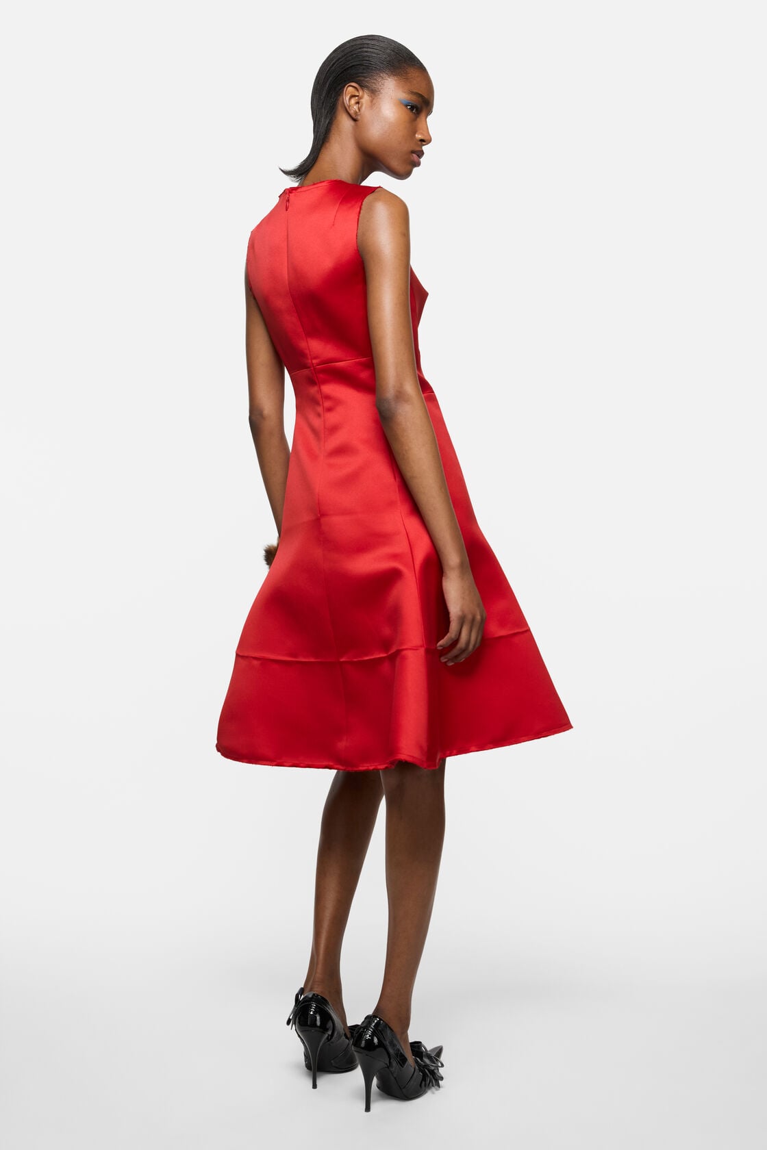 Satin tunic dress, Red, 2000x