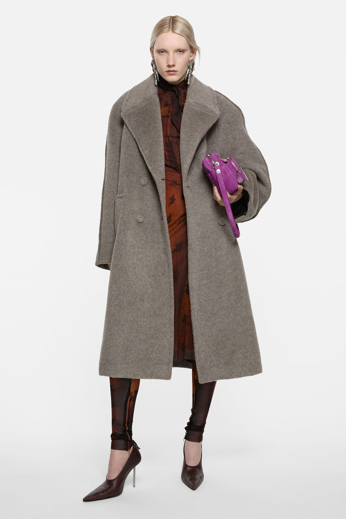Double-breasted wool coat, Warm Grey Melange, 2000x