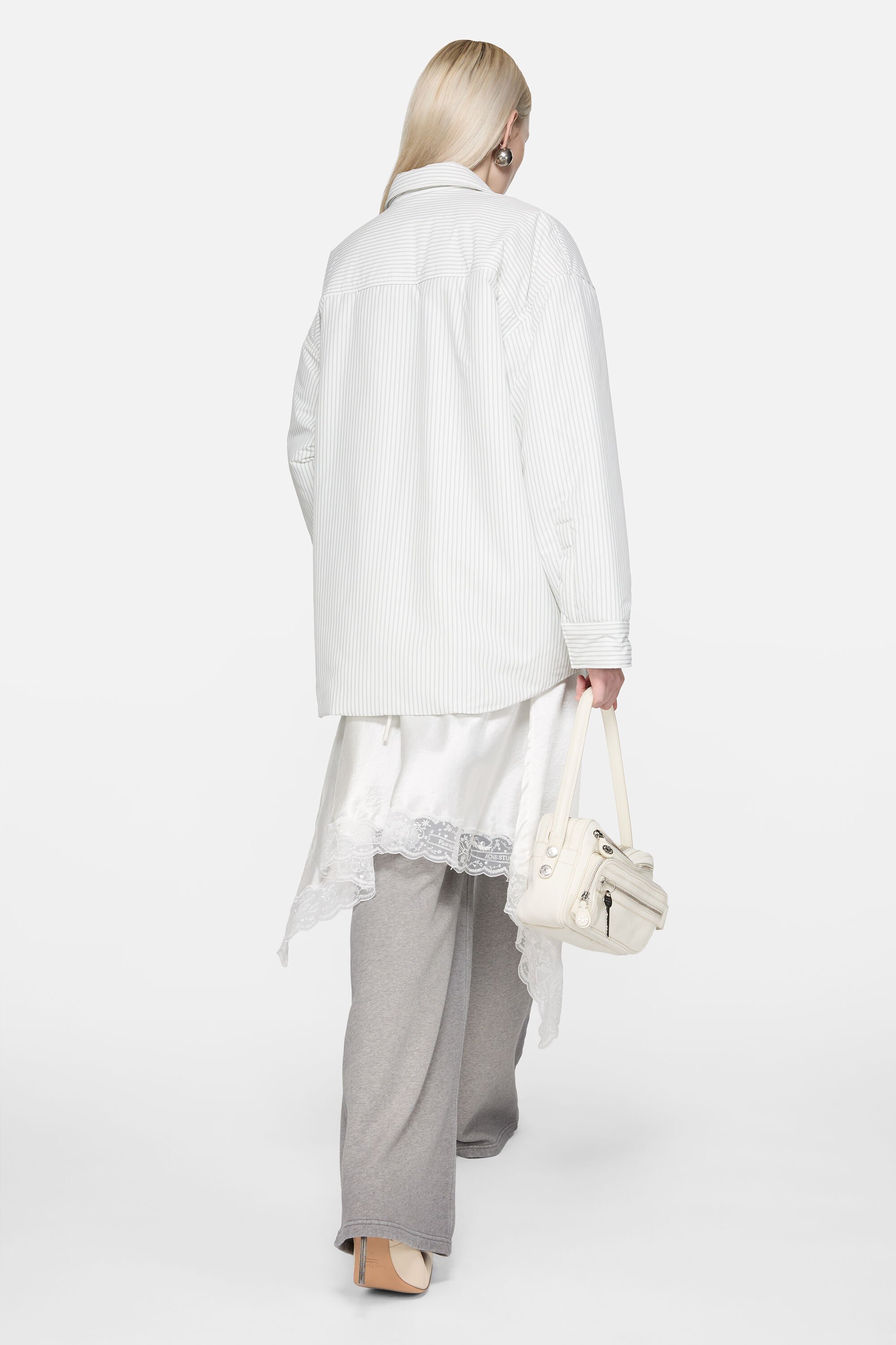 Acne Studios - ストライプテクニカルオーバーシャツ - ホワイト/グレー