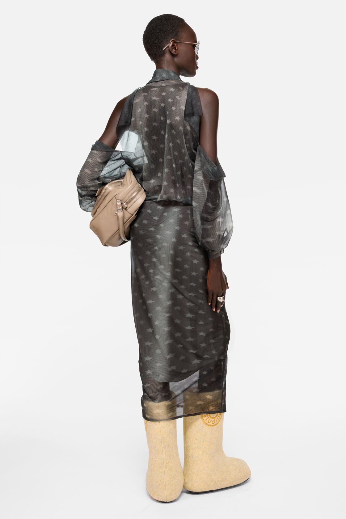 Layered dress with bow, Grey, 2000x