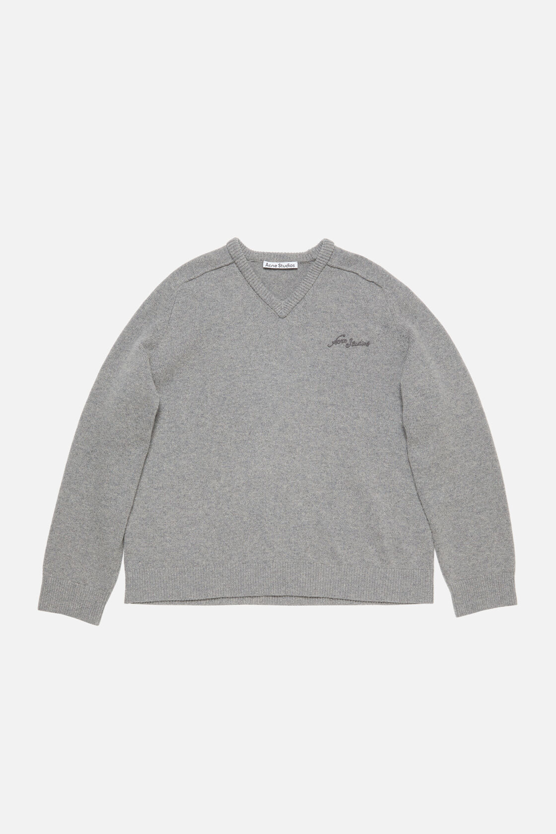 Wool v-neck sweater, Dark Grey Melange, 2000x