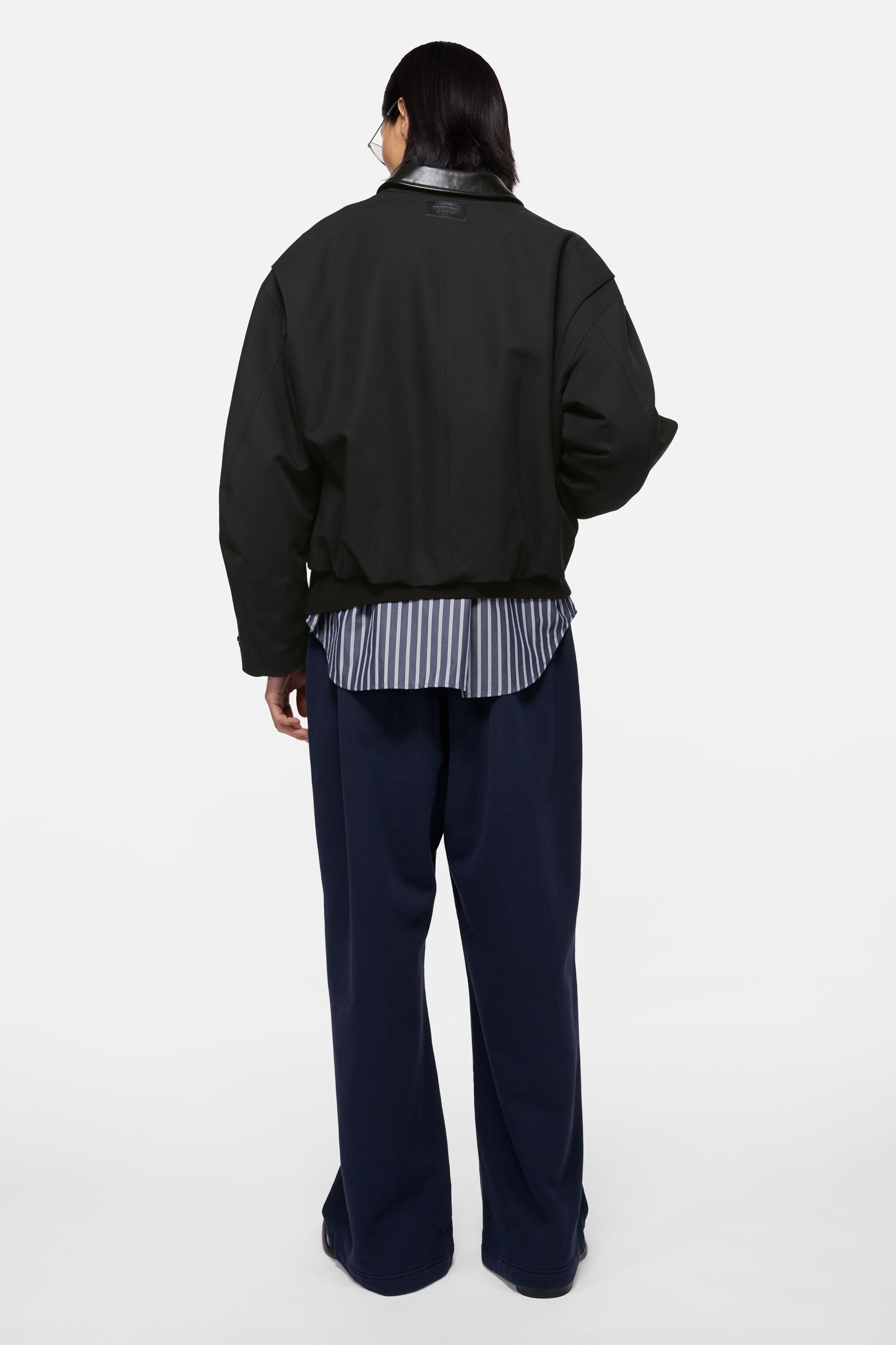 Acne Studios - レザーカラーボンバージャケット - ブラック