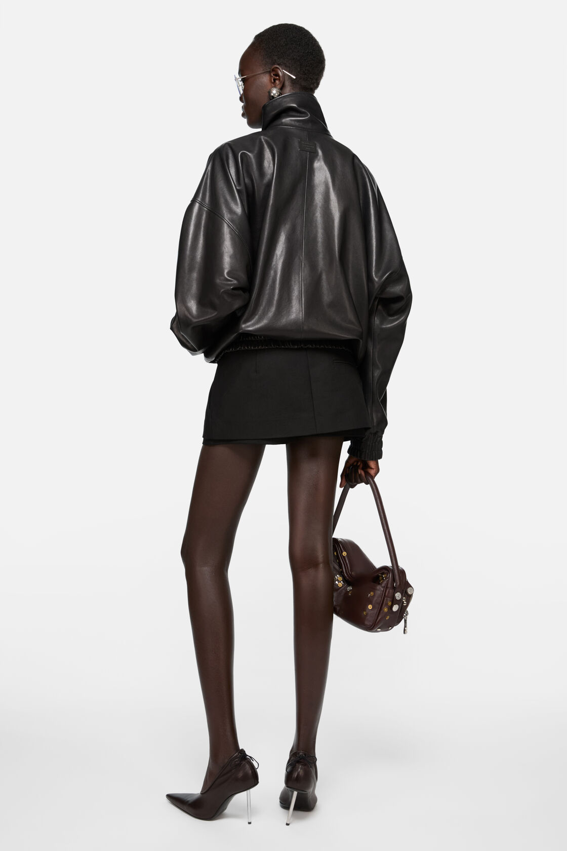 Leather blouson, Black, 2000x