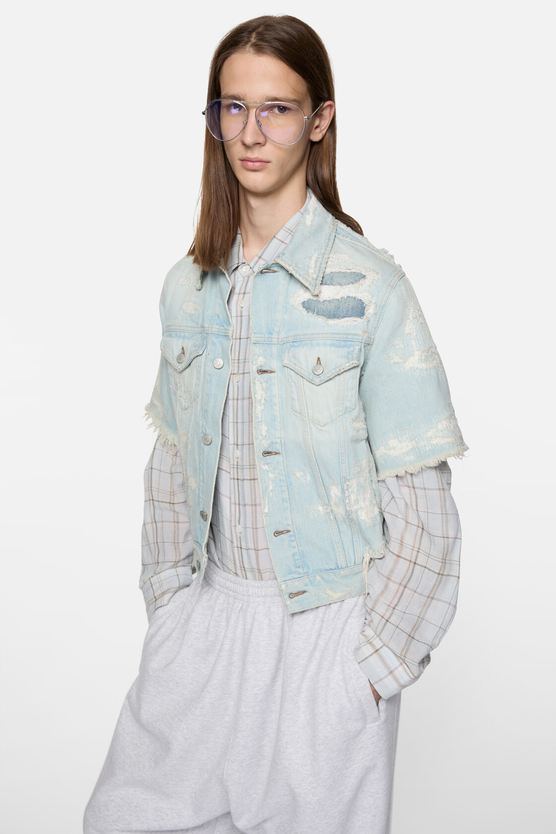 Mended denim jacket, Light blue, 2000x