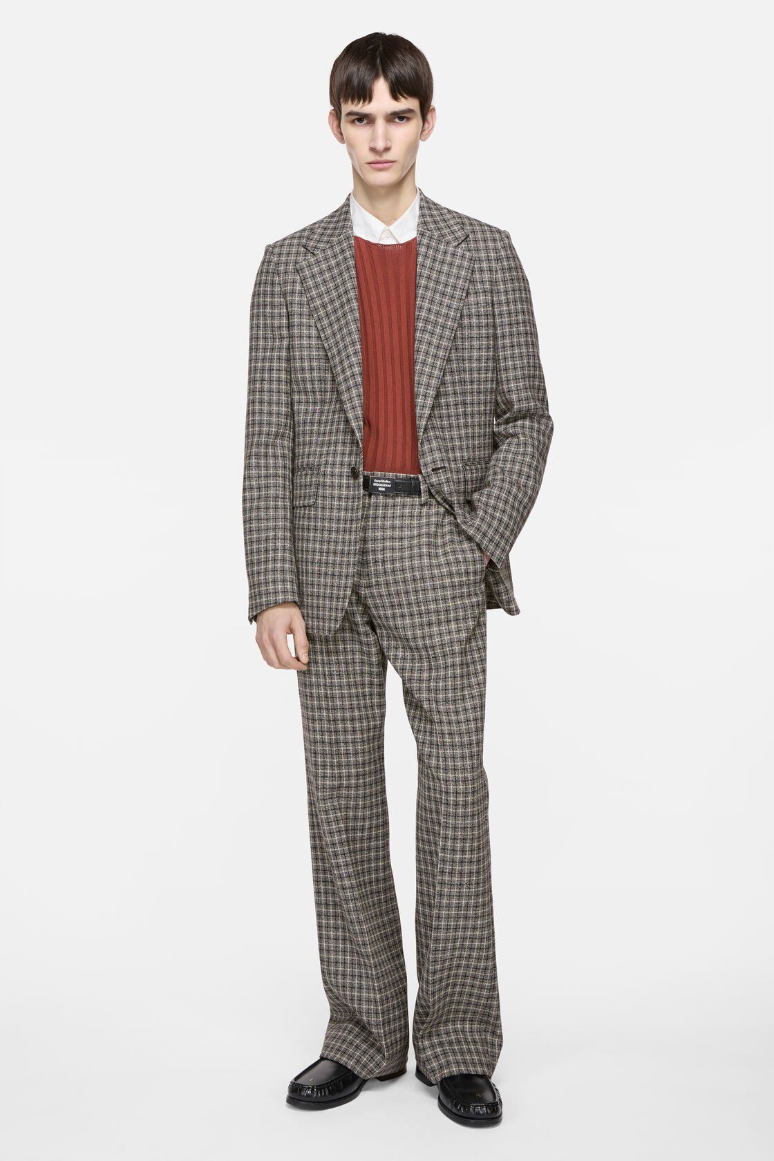 Fitted wool suit jacket, Black/white, 2000x