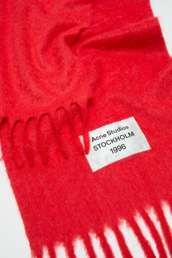 Acne Studios - フリンジアルパカスカーフ - Red