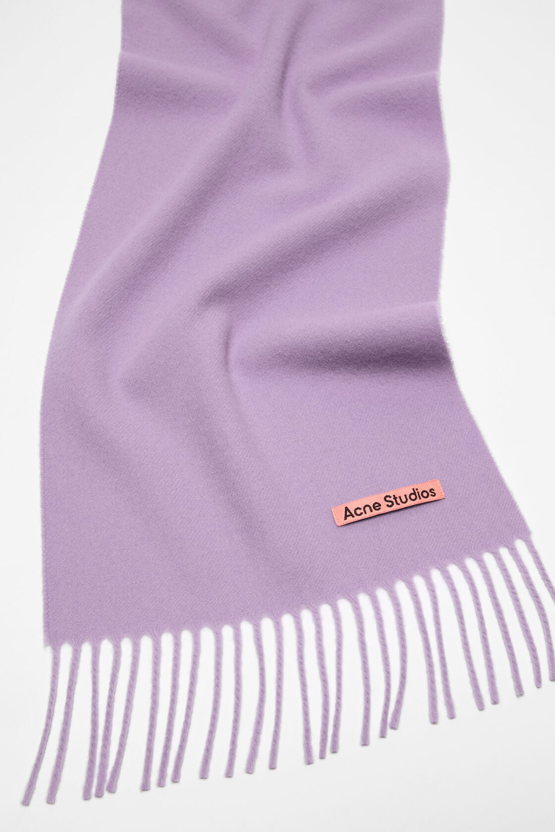 Fringe wool scarf - skinny, Lilac, 2000x