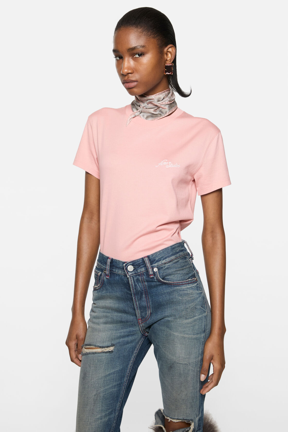 Fitted t-shirt with logo, Faded pink, 2000x