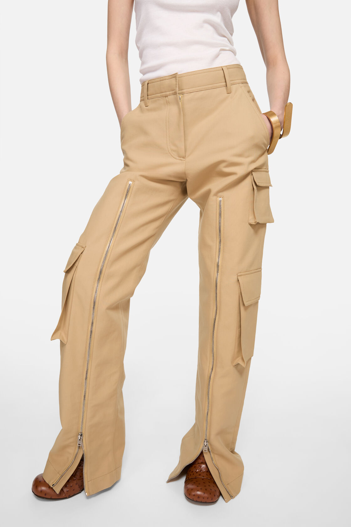 レイヤードサテントラウザーズ, ベージュ, 2000x