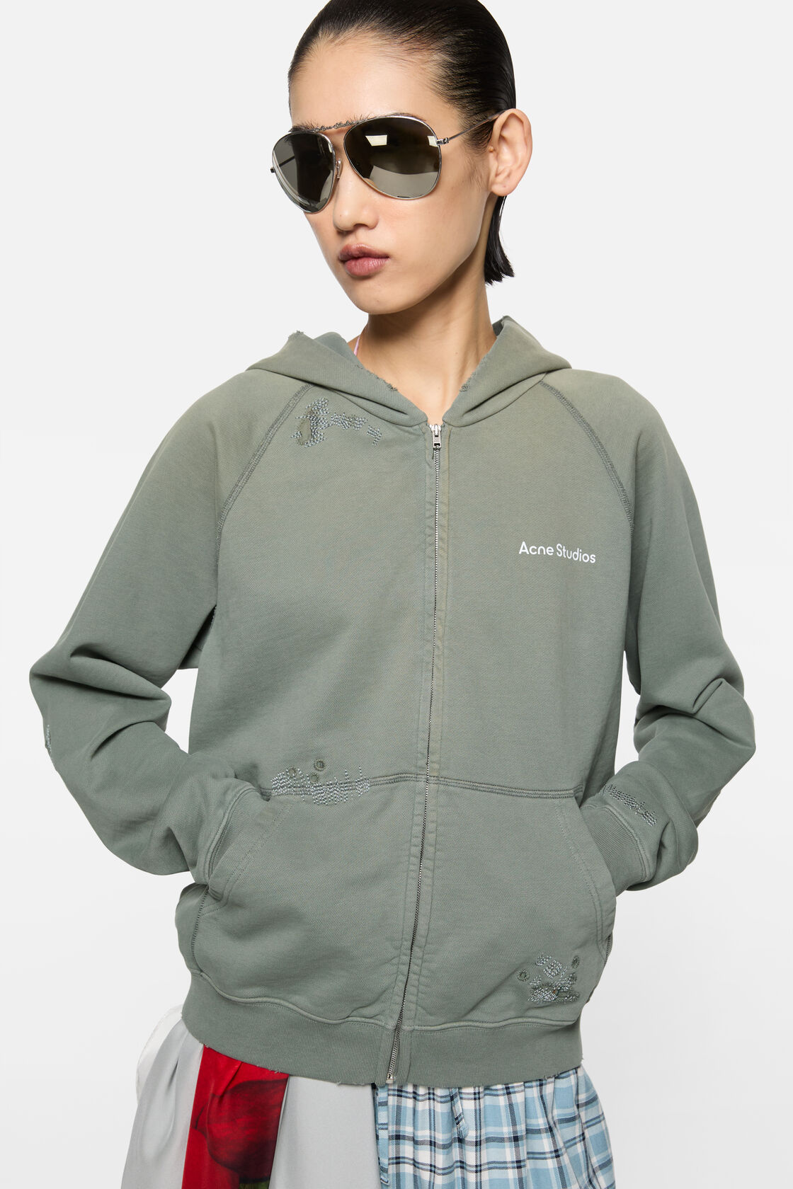 Mended fleece hoodie, Slate grey, 2000x