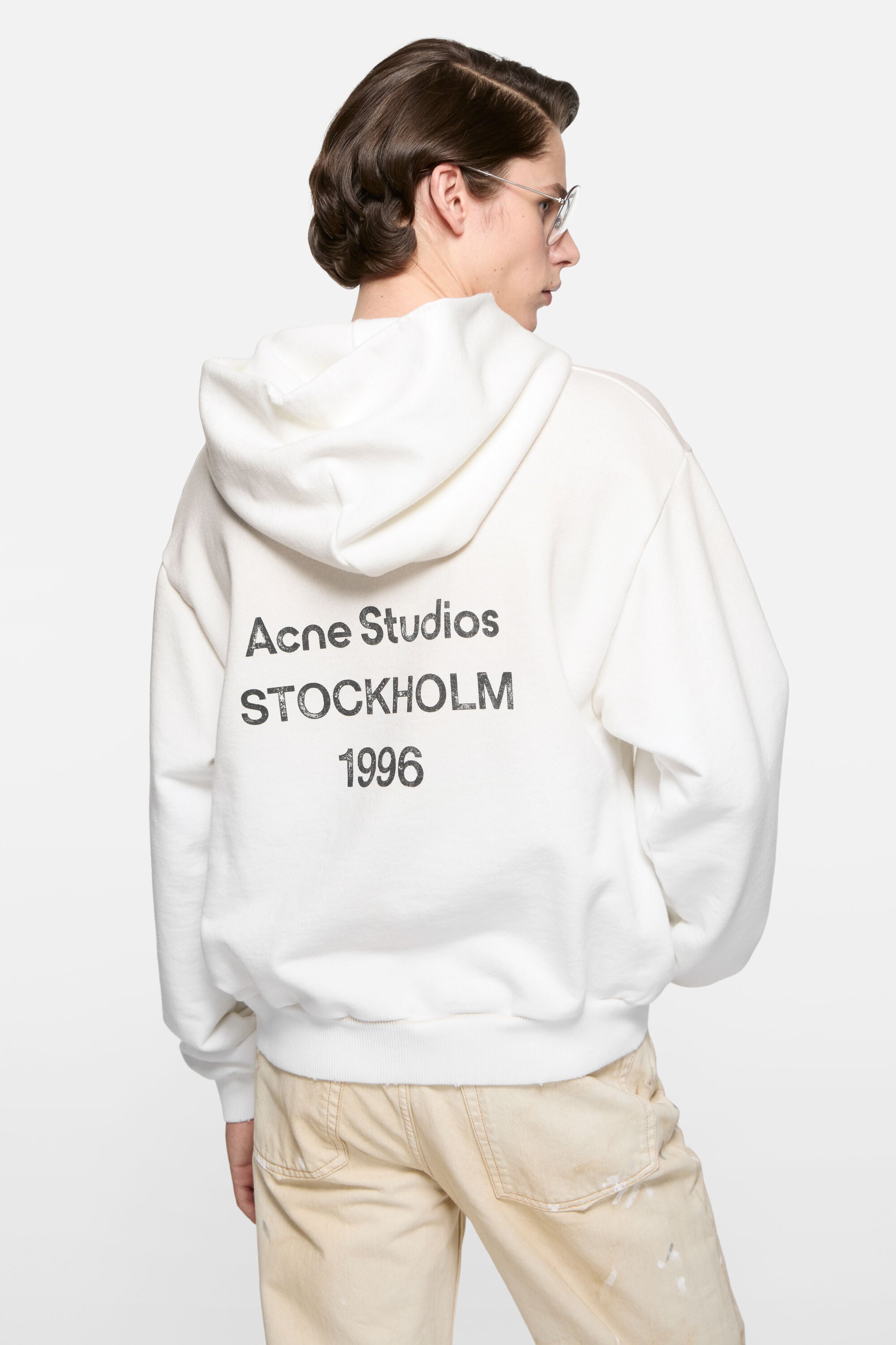 Acne Studios - Fleece logo hoodie - Dusty white