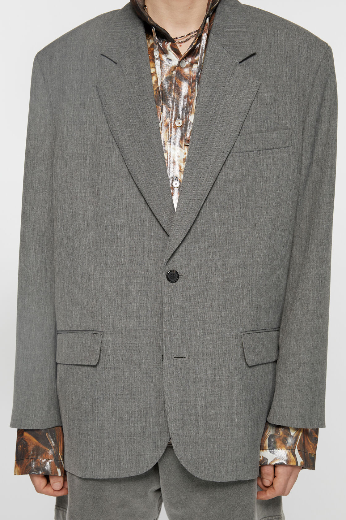 Relaxed fit suit jacket, Grey Melange, 2000x