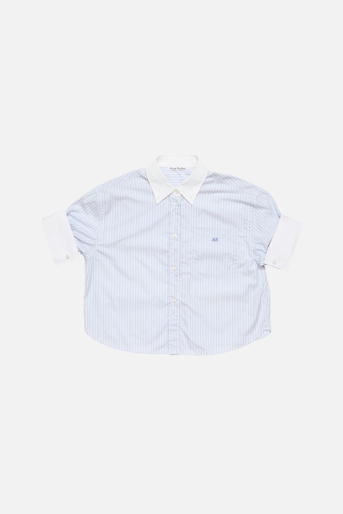 Pinstripe button-up shirt, White/blue, 2000x