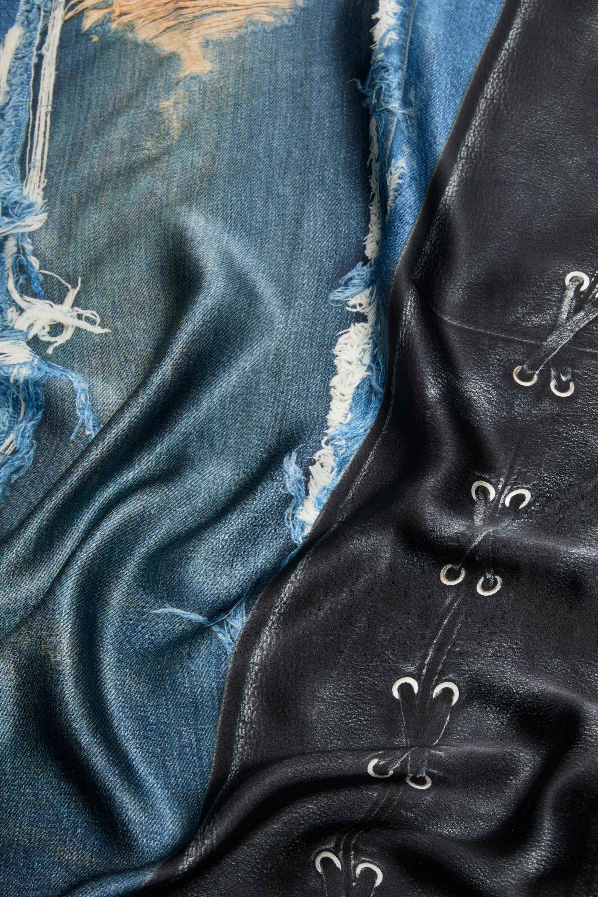 Acne Studios - Printed silk scarf - Black/blue