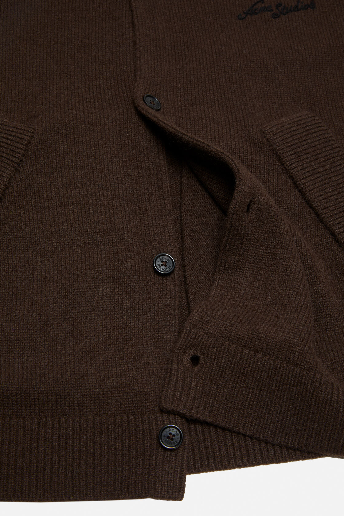 Wool V-Neck Cardigan, Dark brown, 2000x