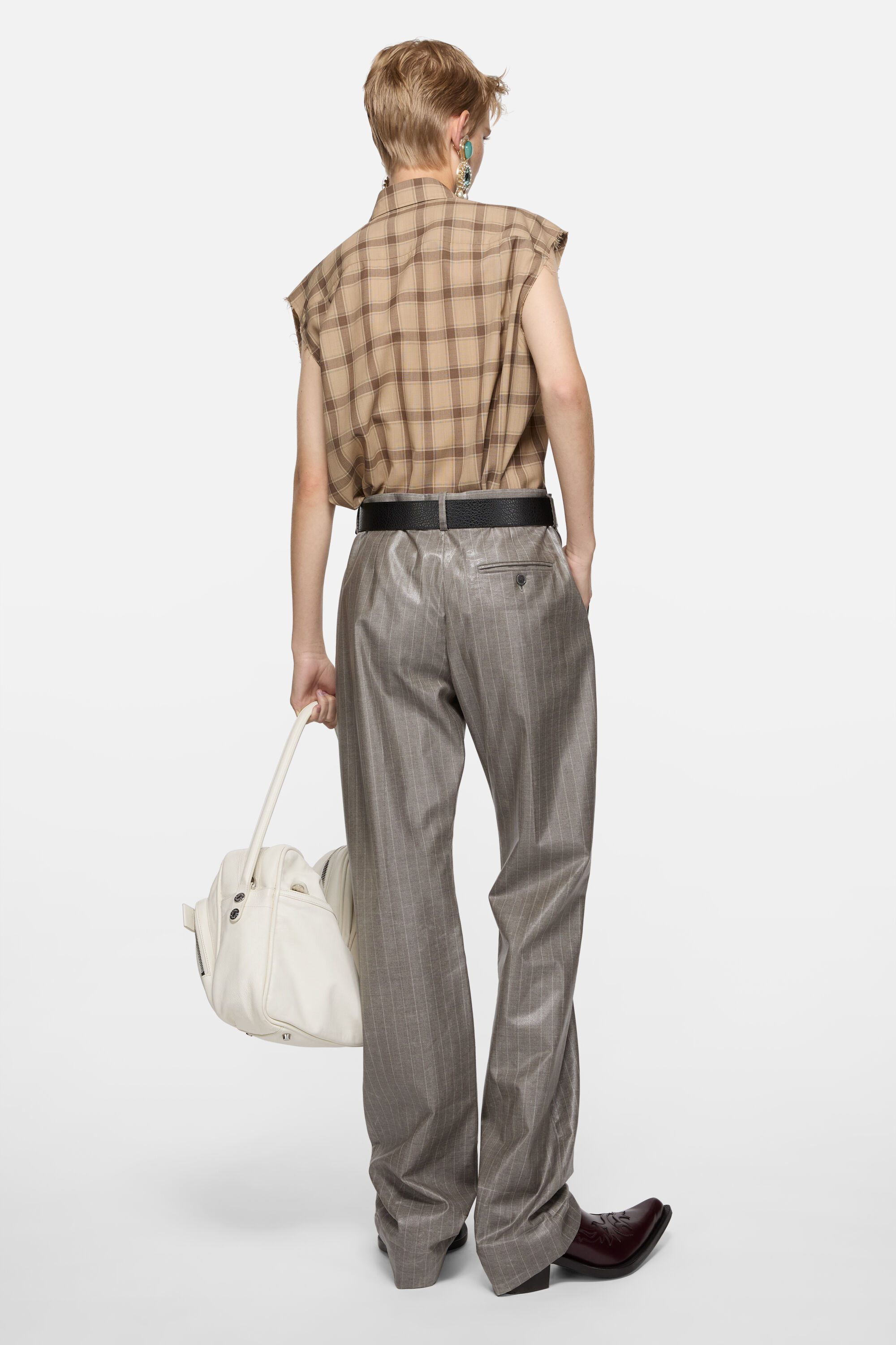 Acne Studios - コーティングピンストライプトラウザーズ - ウォームグレー