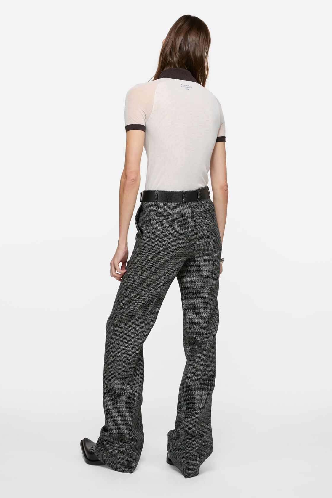 Sheer polo knit, White/brown, 2000x