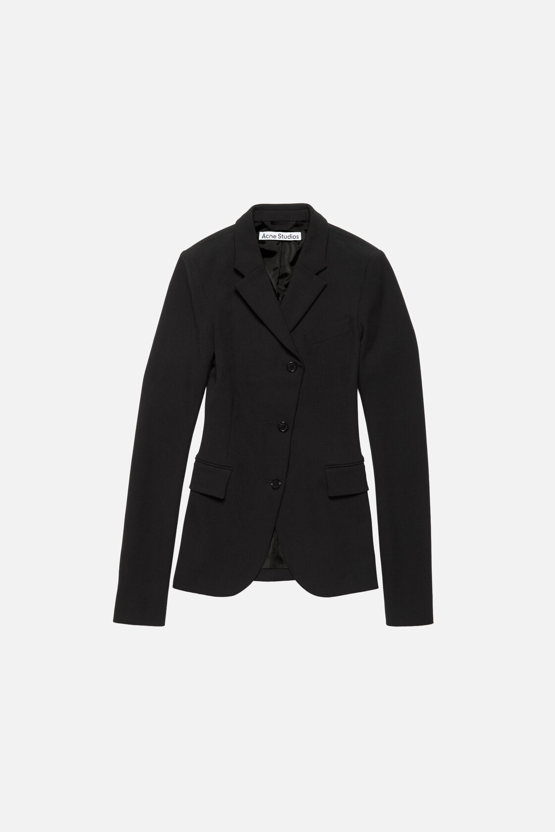 Fitted wool suit jacket, Black, 2000x