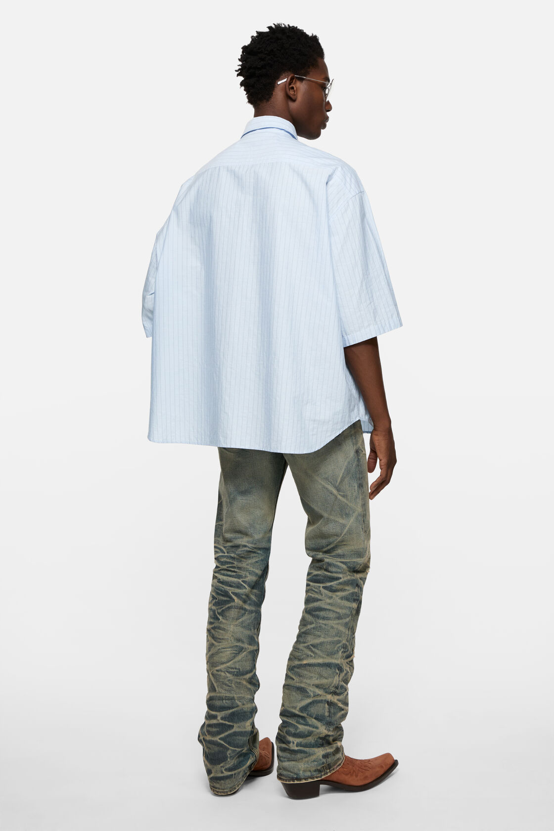 Striped poplin shirt, Baby blue, 2000x
